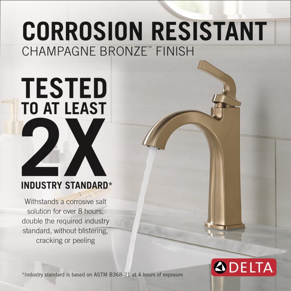 slide 2 of 6, Delta Knoxville Champagne Bronze Single hole 1-handle WaterSense Mid-arc Residential Handle Bathroom Sink Faucet with Drain with Deck Plate, 1 ct