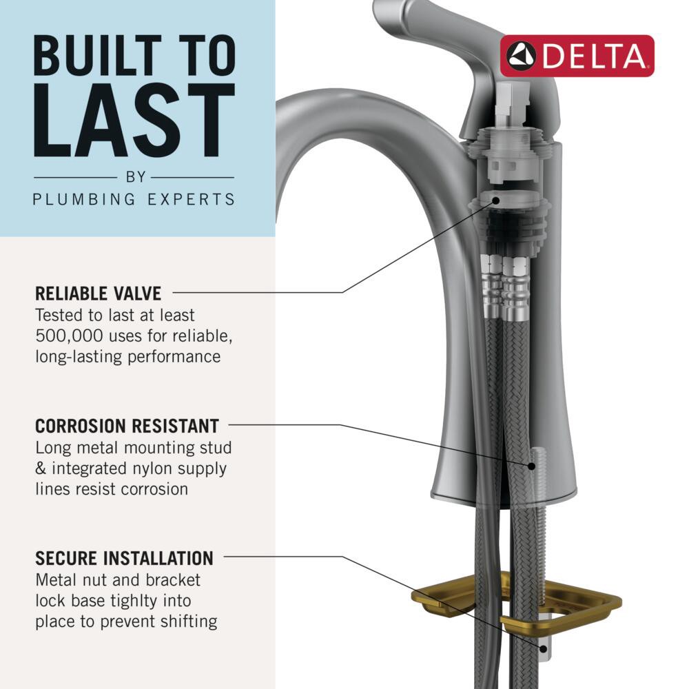 slide 4 of 6, Delta Knoxville Champagne Bronze Single hole 1-handle WaterSense Mid-arc Residential Handle Bathroom Sink Faucet with Drain with Deck Plate, 1 ct