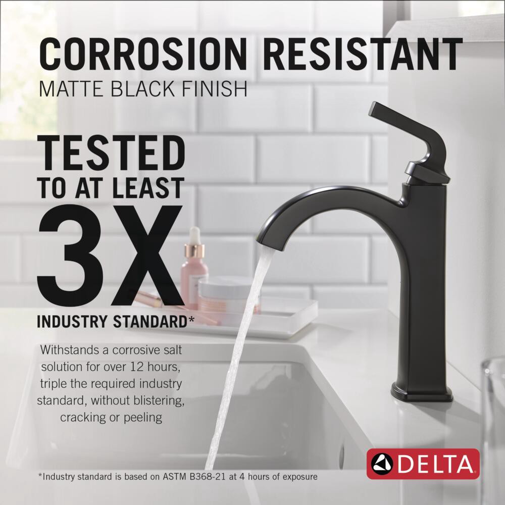 slide 2 of 6, Delta Knoxville Matte Black Single hole 1-handle WaterSense Mid-arc Residential Handle Bathroom Sink Faucet with Drain with Deck Plate, 1 ct