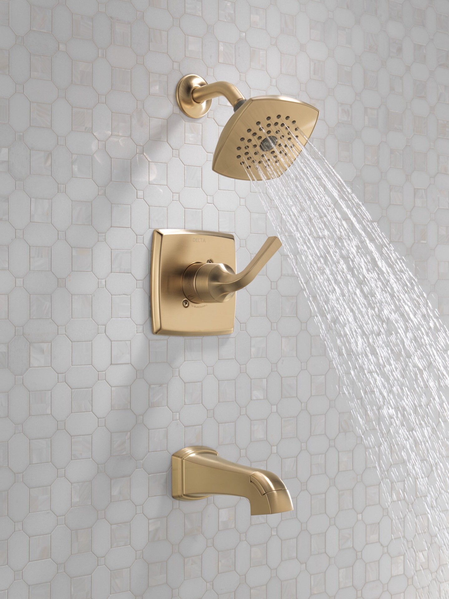 slide 2 of 6, Delta Knoxville Champagne Bronze 1-handle 5.25-in Square Bathtub and shower Faucet with Valve (Single Function), 1 ct