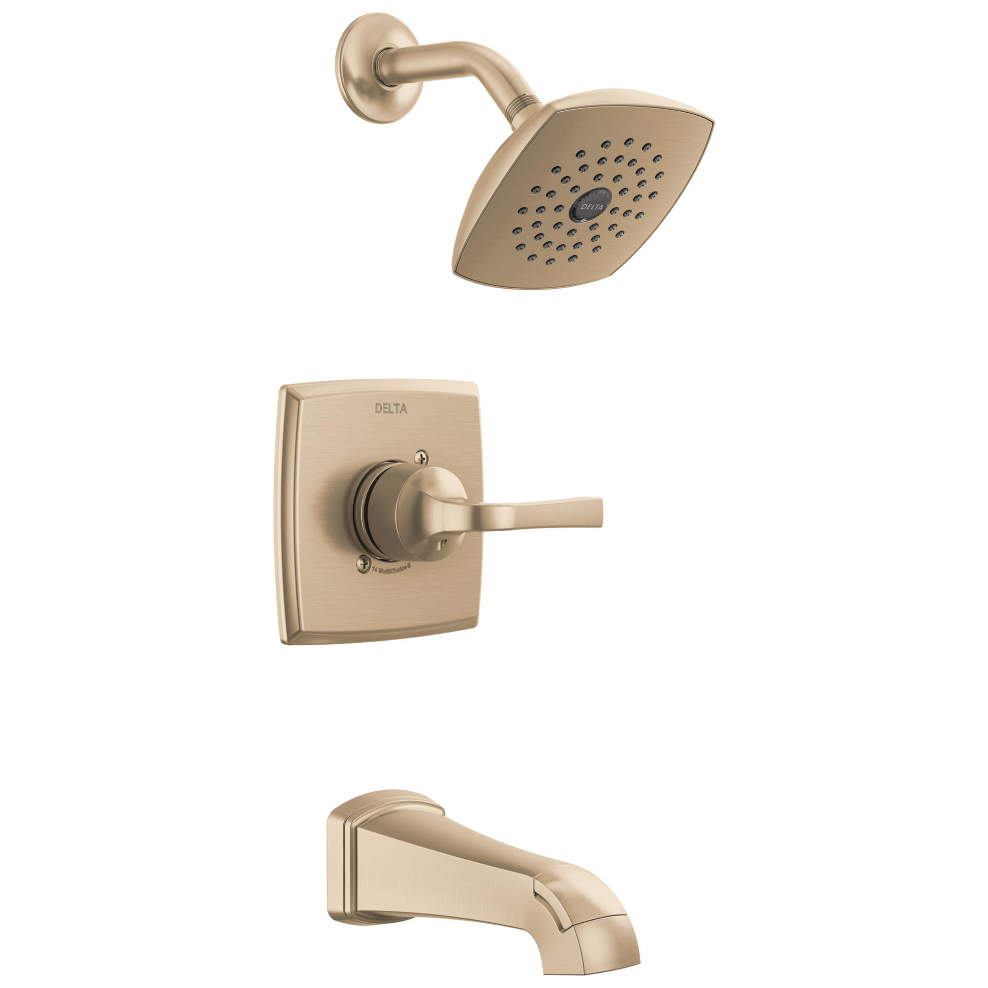 slide 1 of 6, Delta Knoxville Champagne Bronze 1-handle 5.25-in Square Bathtub and shower Faucet with Valve (Single Function), 1 ct