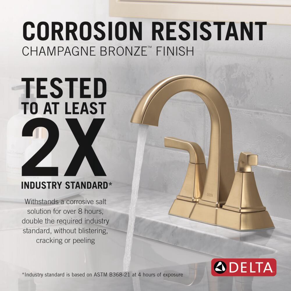 slide 2 of 6, Delta Knoxville Gold Champagne Bronze 4-in centerset 2-handle WaterSense Mid-arc Residential Handle Bathroom Sink Faucet with Drain, 1 ct