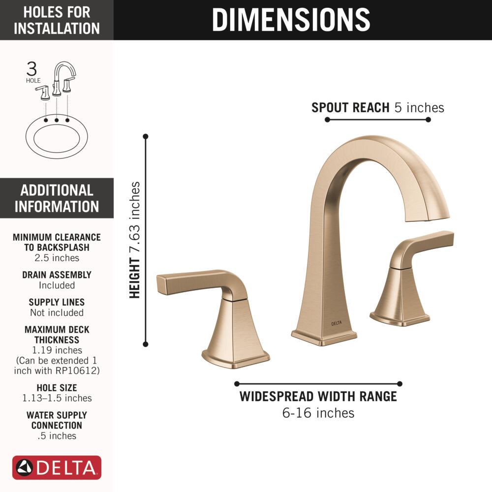 slide 5 of 6, Delta Knoxville Champagne Bronze Widespread 2-handle WaterSense Mid-arc Residential Handle Bathroom Sink Faucet with Drain, 1 ct