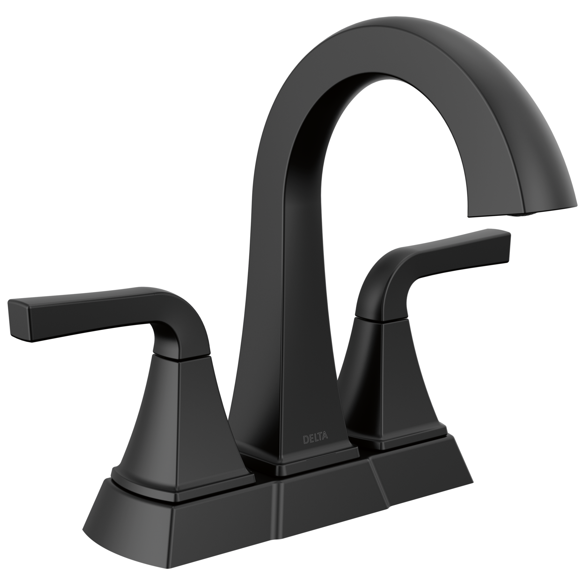 slide 1 of 6, Delta Knoxville Matte Black 4-in centerset 2-handle WaterSense Mid-arc Residential Handle Bathroom Sink Faucet with Drain, 1 ct