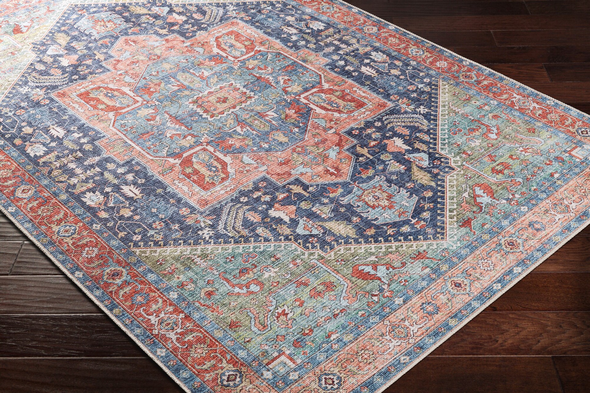 slide 5 of 6, Surya Washable Jewel Medallion 2 X 8 (ft) Indoor Medallion Runner Rug, 1 ct