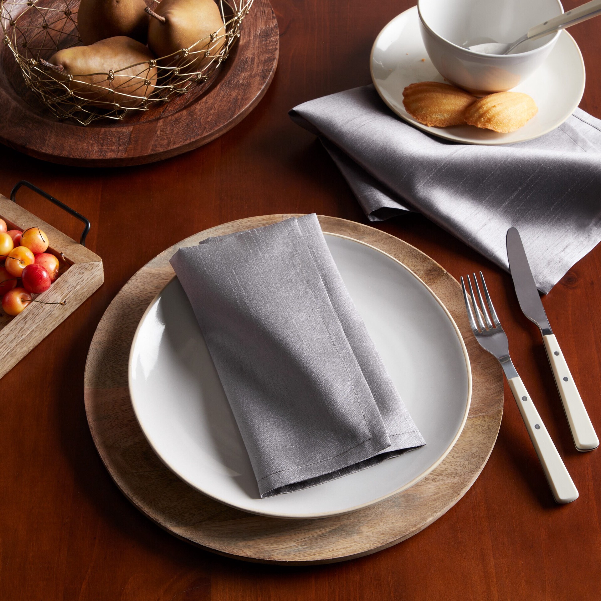 slide 3 of 4, allen + roth Gray Polyester Square Napkin(s), 1 ct