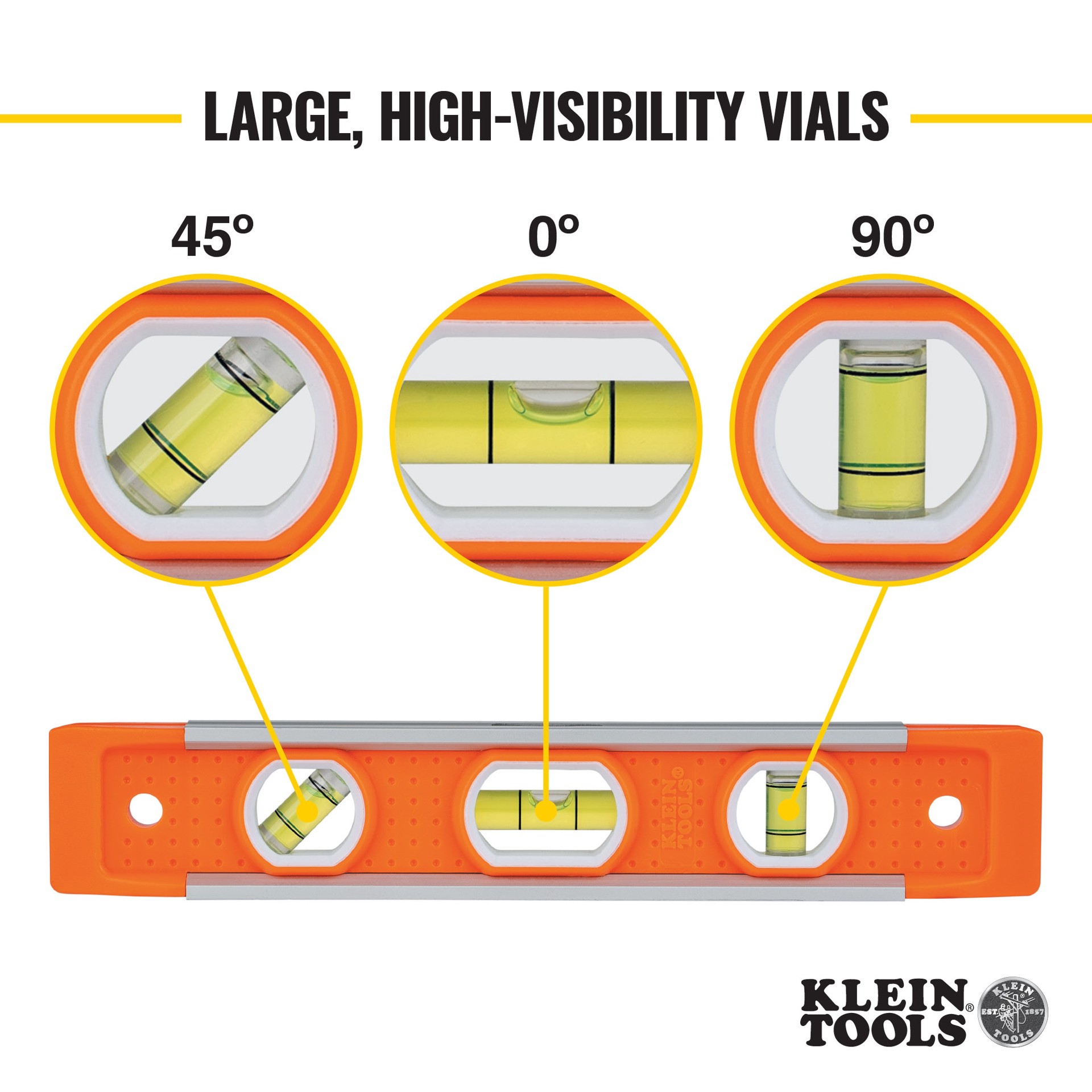 slide 3 of 6, Klein Tools Torpedo Level, 3 Vial, 9-Inch, 1 ct