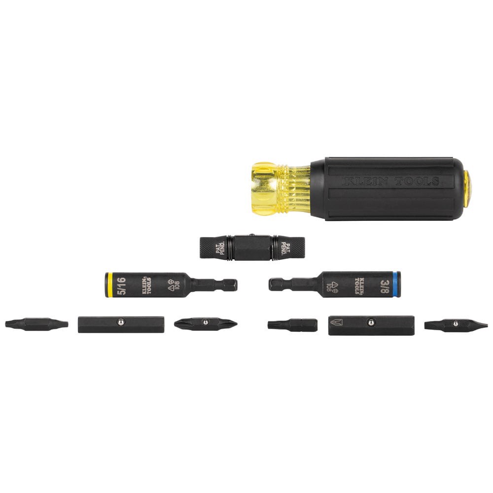 slide 5 of 6, Klein Tools Impact Rated Multi-Bit Screwdriver / Nut Driver, 11-in-1, 1 ct