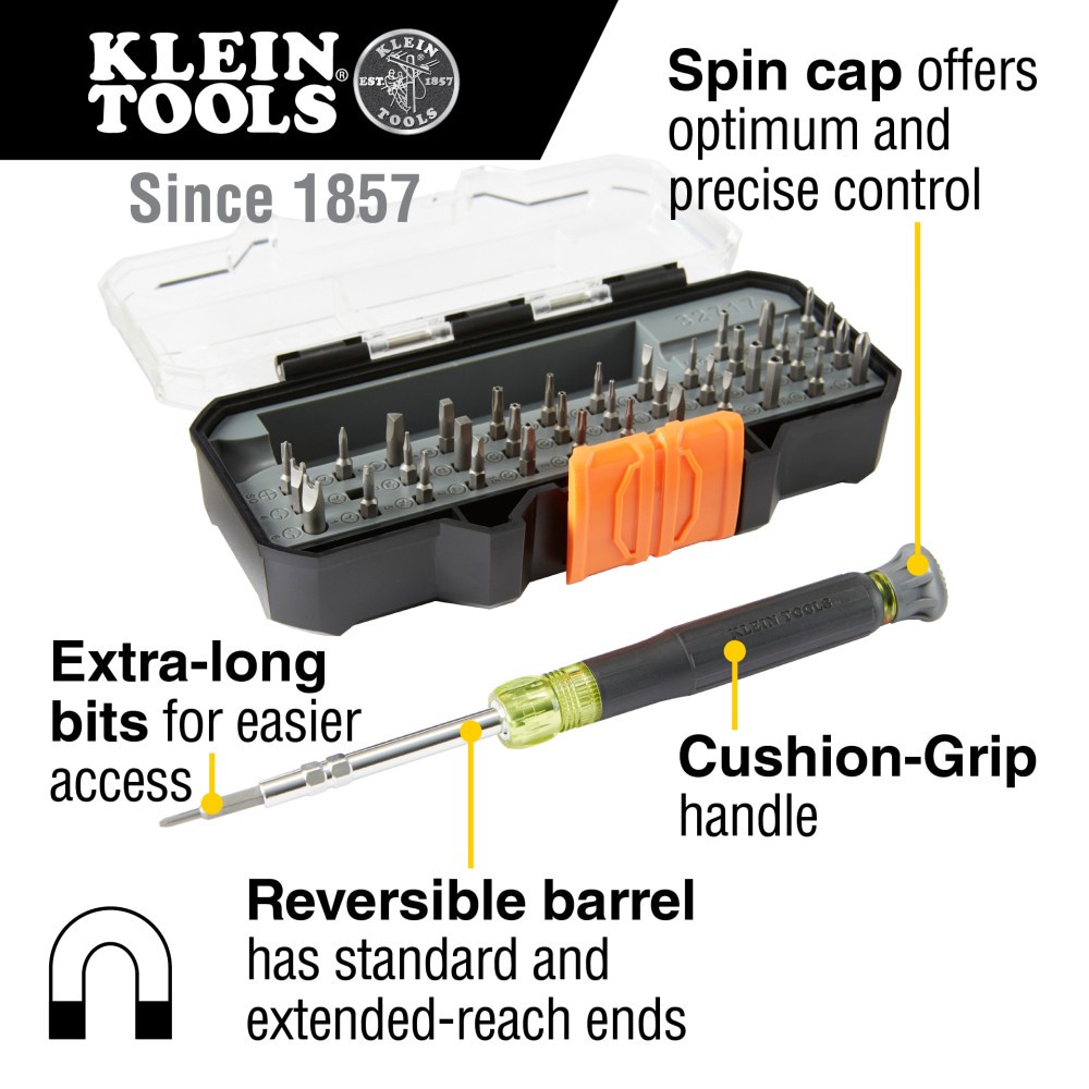 slide 2 of 6, Klein Tools All-in-1 Precision Screwdriver Set with Case, 1 ct