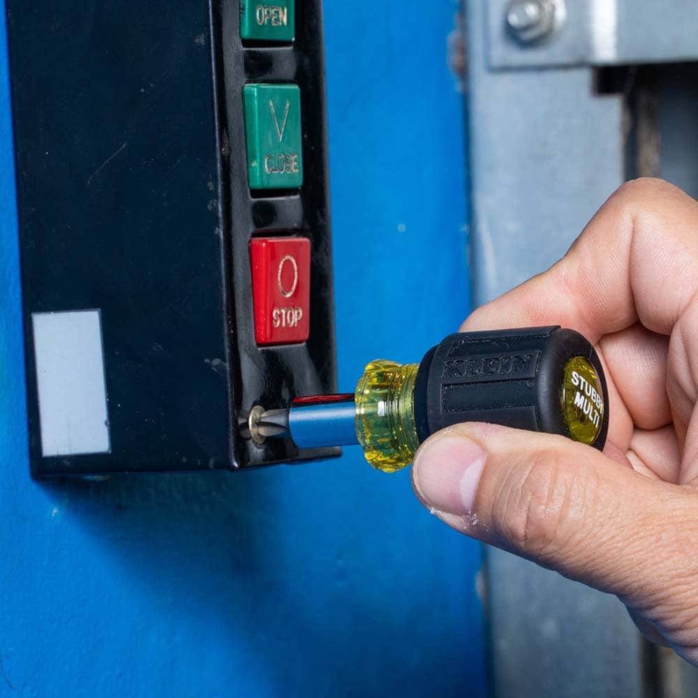 slide 6 of 6, Klein Tools Multi-Bit Screwdriver / Nut Driver, 6-in-1, Stubby, Ph, Sl Bits, 1 ct