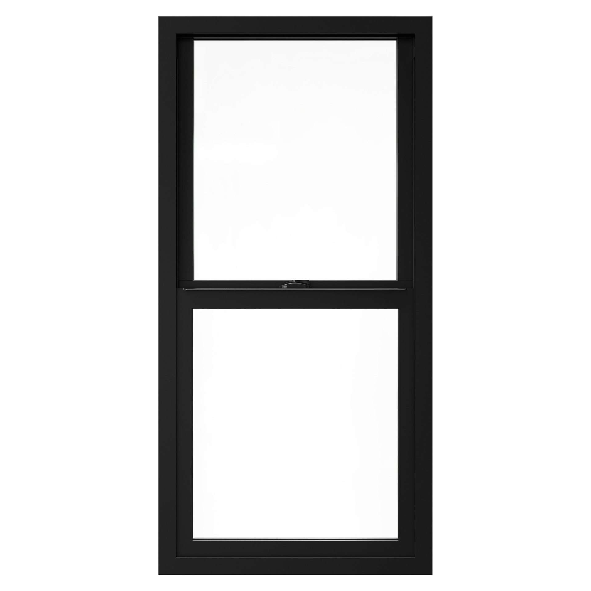 slide 2 of 6, JELD-WEN C-3500 Black Exterior Composite New construction Single Hung Window Low-E argon Double Pane Glass (Half Screen Included), 1 ct