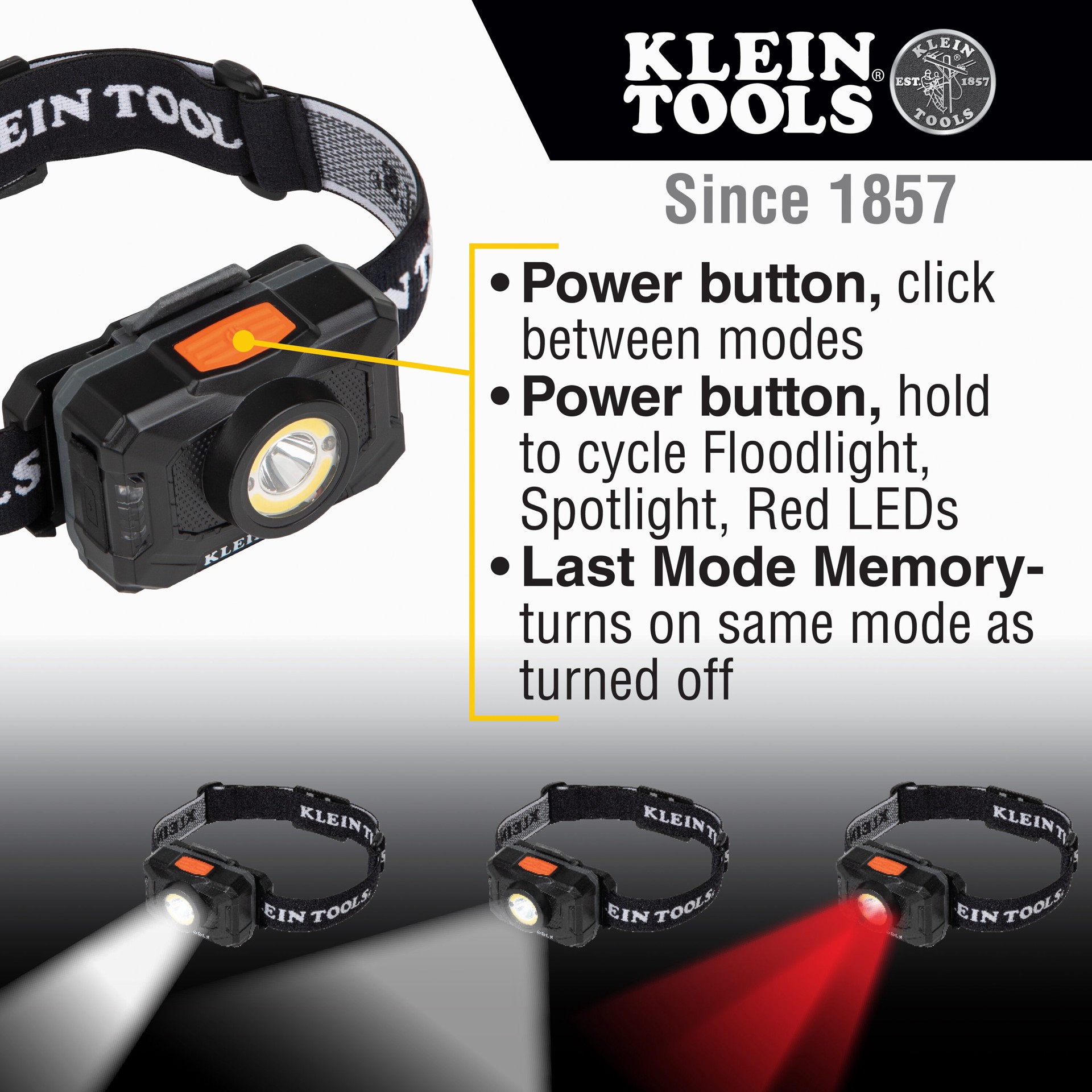 slide 4 of 6, Klein Tools Rechargeable 2-Color LED Headlamp with Adjustable Strap, 1 ct