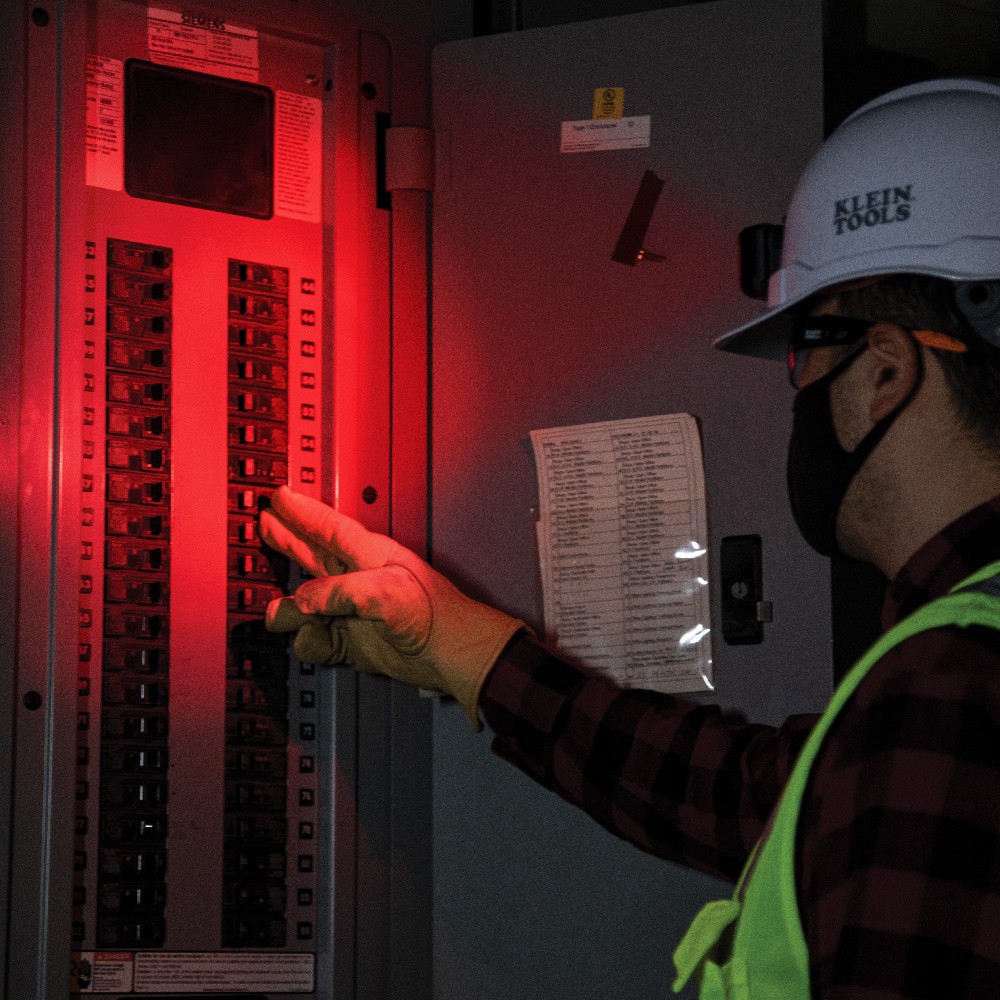 slide 6 of 6, Klein Tools Rechargeable 2-Color LED Headlamp with Adjustable Strap, 1 ct