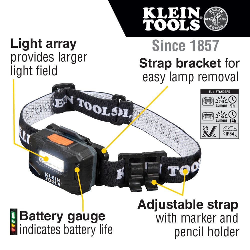 slide 2 of 6, Klein Tools Rechargeable Light Array LED Headlamp with Adjustable Strap, 1 ct