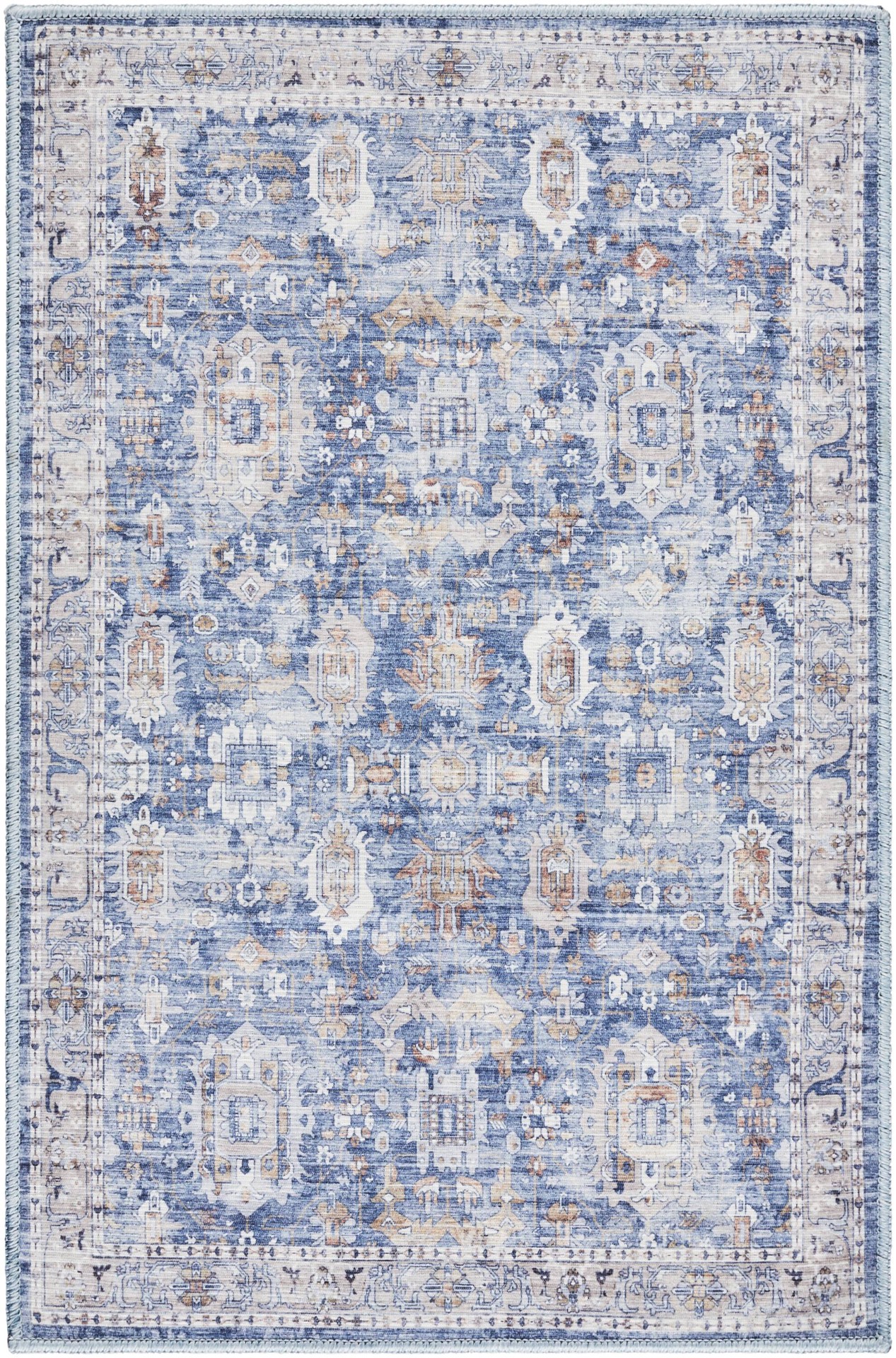 slide 3 of 6, allen + roth Blue Traditional 2 x 3 (ft) Loomed Blue Rectangular Indoor Floral/Botanical French Country Machine washable Pet Friendly Area rug, 1 ct