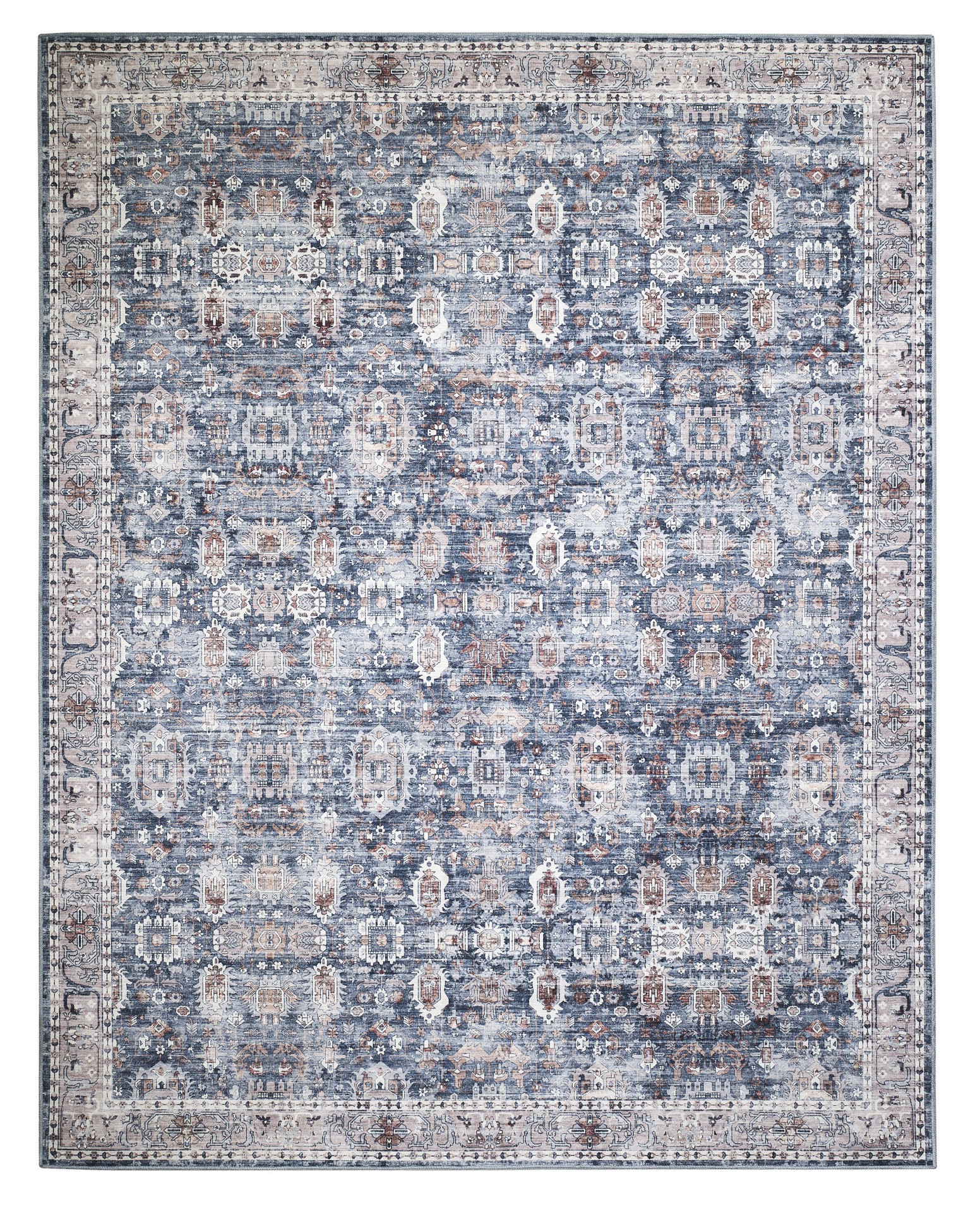 slide 3 of 6, allen + roth Blue Traditional 5 x 8 (ft) Loomed Blue Rectangular Indoor Floral/Botanical French Country Machine washable Pet Friendly Area rug, 1 ct
