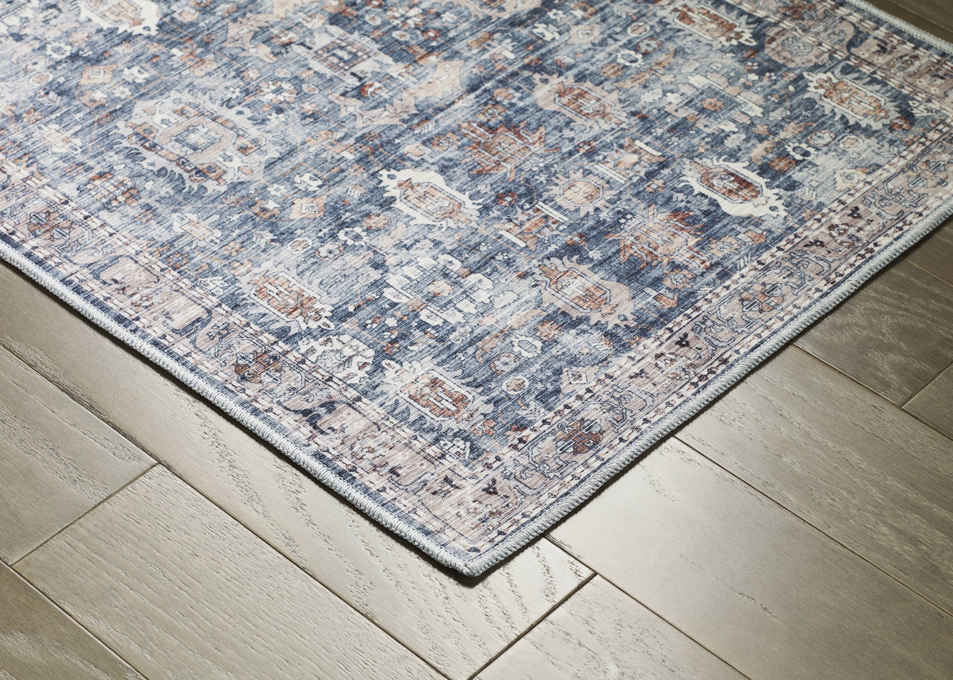 slide 5 of 6, allen + roth Blue Traditional 5 x 8 (ft) Loomed Blue Rectangular Indoor Floral/Botanical French Country Machine washable Pet Friendly Area rug, 1 ct