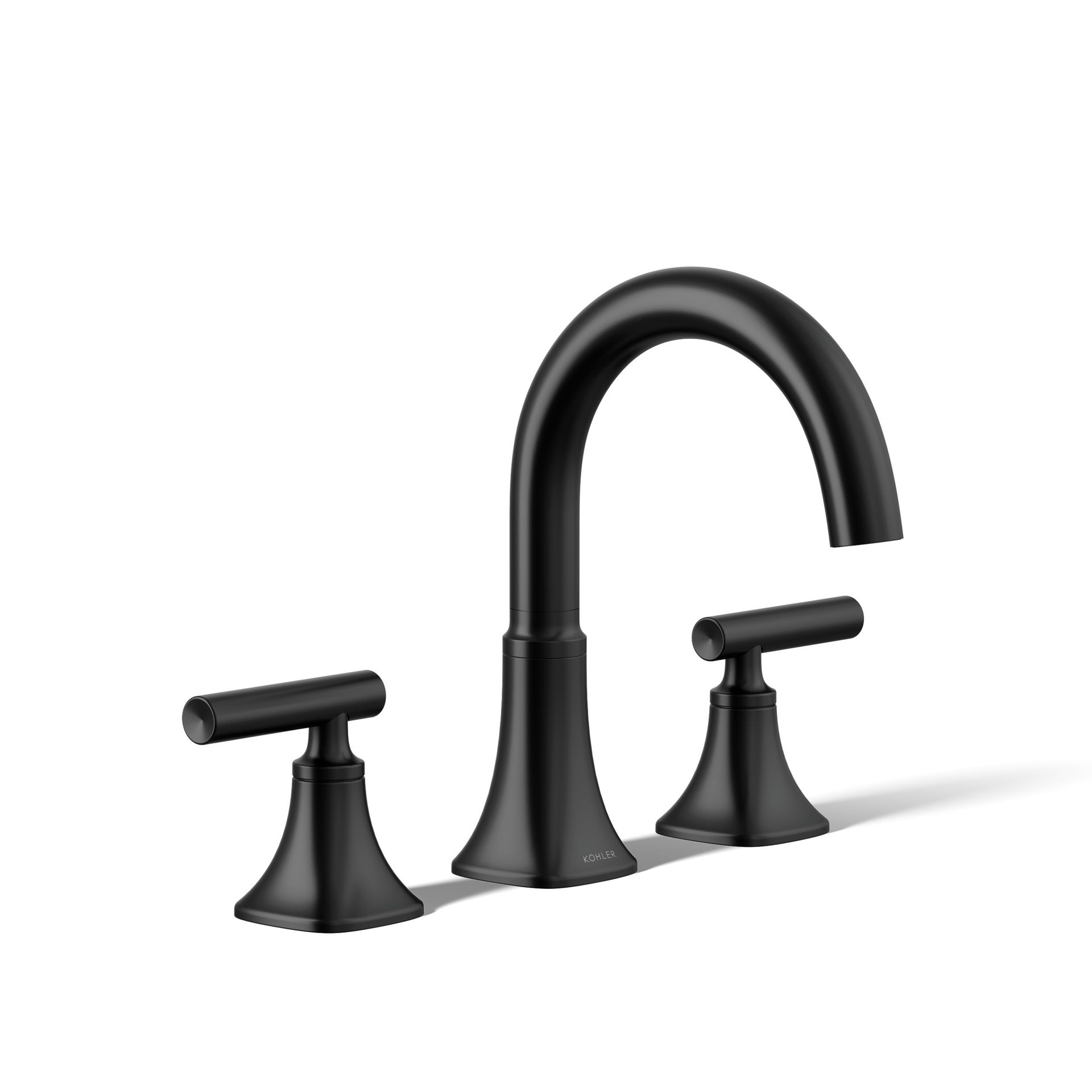 slide 2 of 6, KOHLER Rill Matte Black Widespread 2-handle WaterSense Mid-arc Residential Handle Bathroom Sink Faucet with Drain, 1 ct