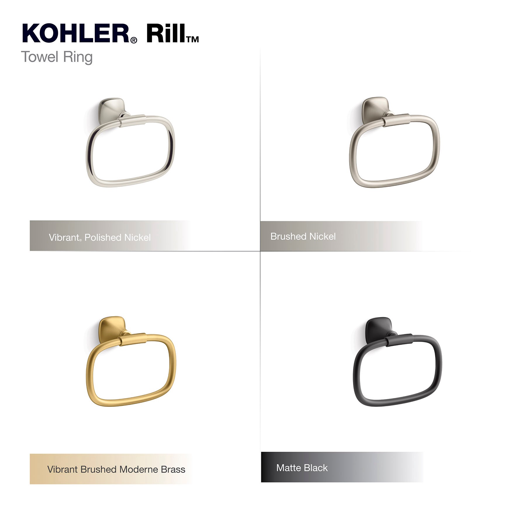 slide 6 of 6, KOHLER Rill Vibrant Polished Nickel Wall mount Single Towel Ring, 1 ct