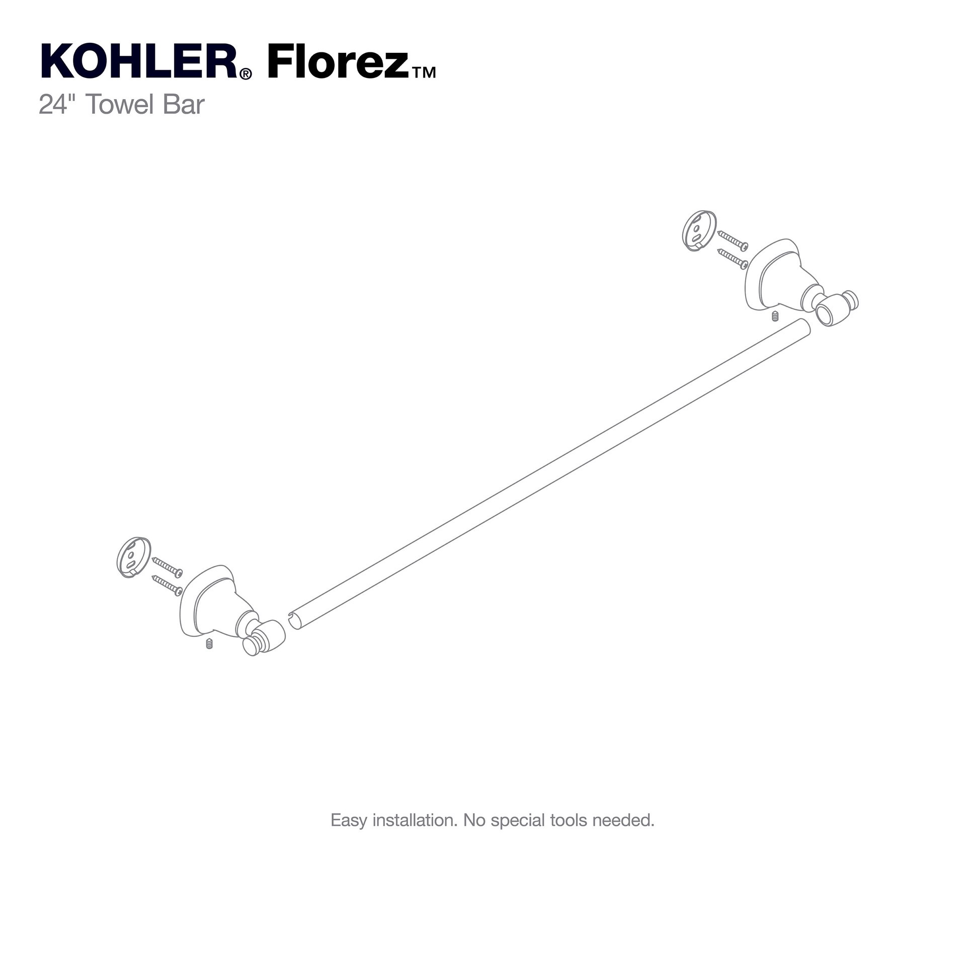 slide 3 of 6, KOHLER Florez 24-in Vibrant Polished Nickel Wall mount Single Towel Bar, 1 ct