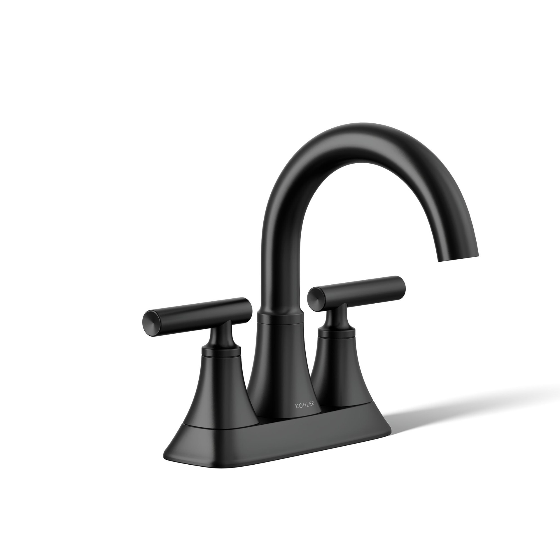 slide 2 of 6, KOHLER Rill Matte Black 4-in centerset 2-handle WaterSense Mid-arc Residential Handle Bathroom Sink Faucet with Drain, 1 ct