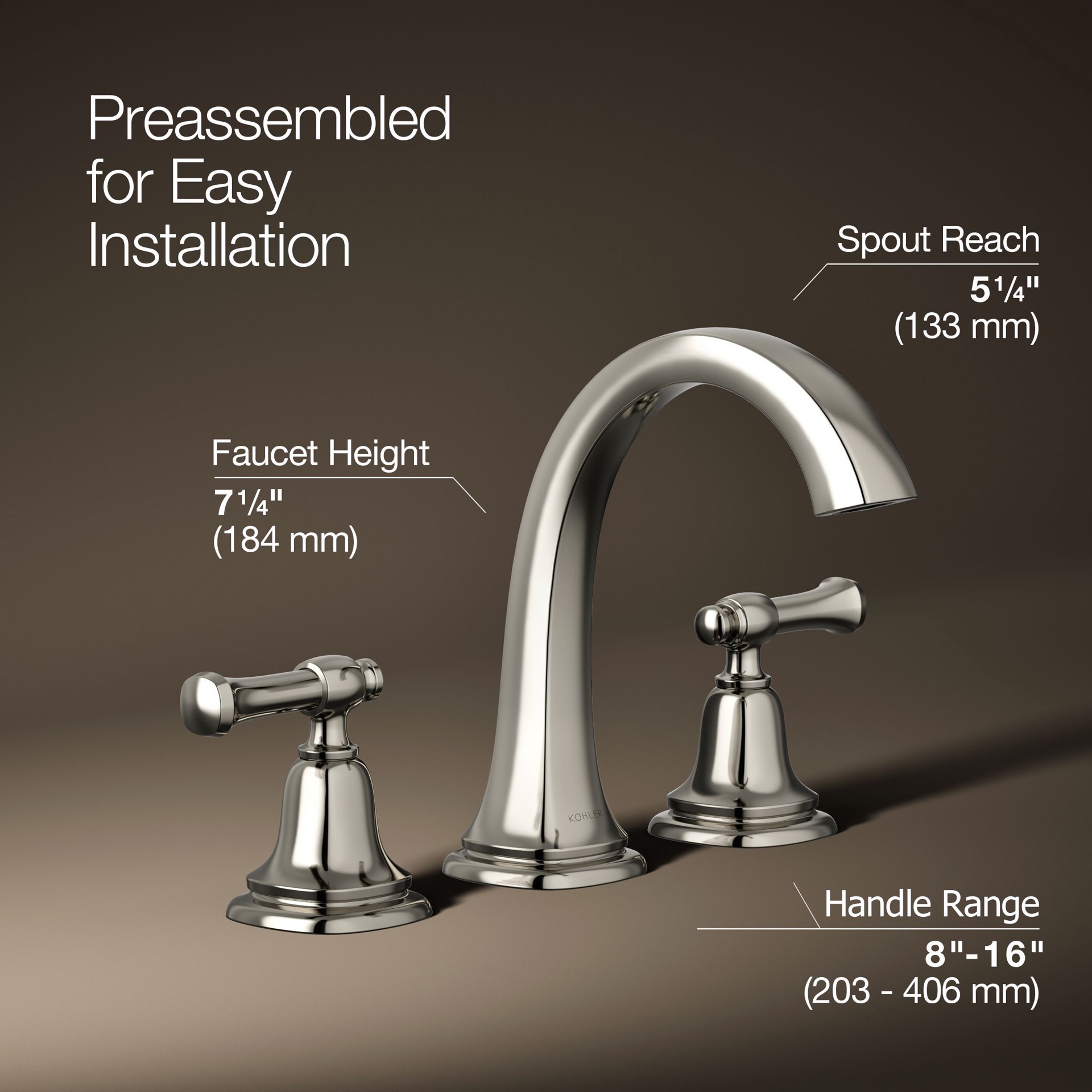 slide 4 of 6, KOHLER Florez Vibrant Polished Nickel Widespread 2-handle WaterSense High-arc Residential Handle Bathroom Sink Faucet with Drain, 1 ct