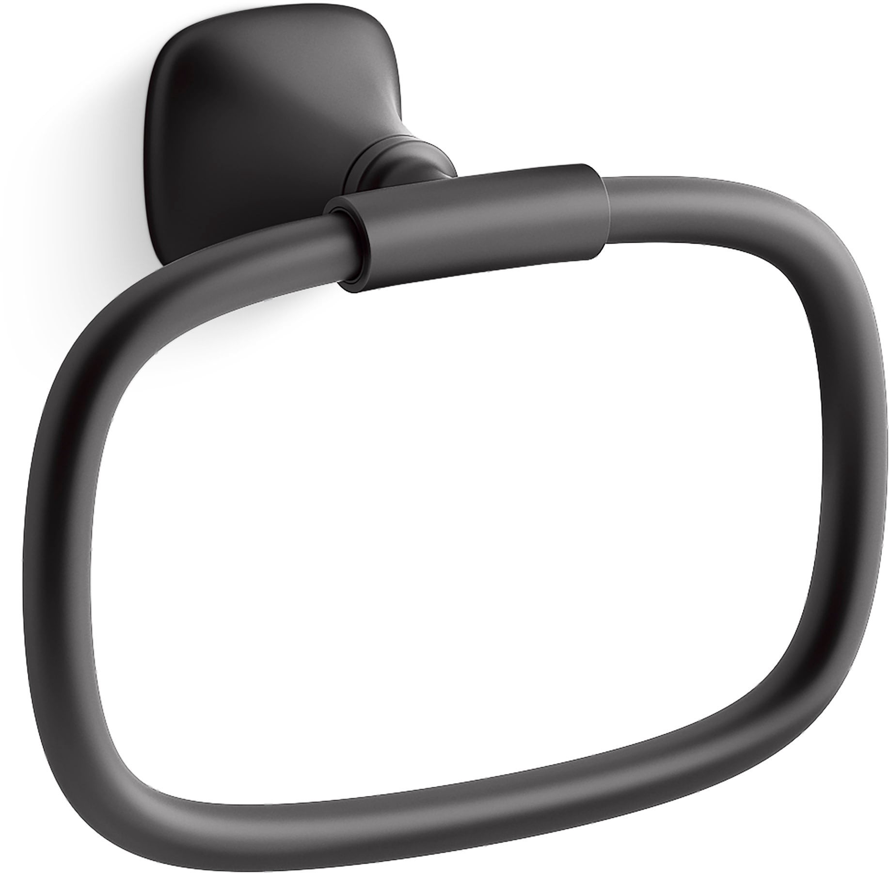 slide 2 of 6, KOHLER Rill Matte Black Wall mount Single Towel Ring, 1 ct