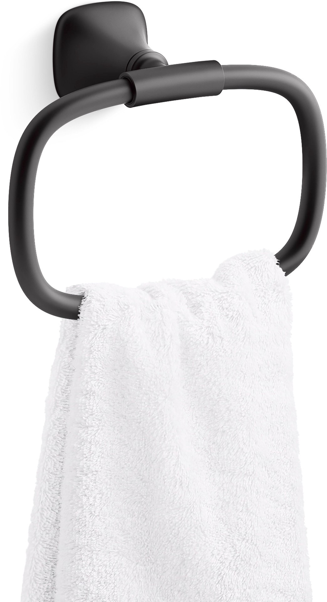 slide 4 of 6, KOHLER Rill Matte Black Wall mount Single Towel Ring, 1 ct