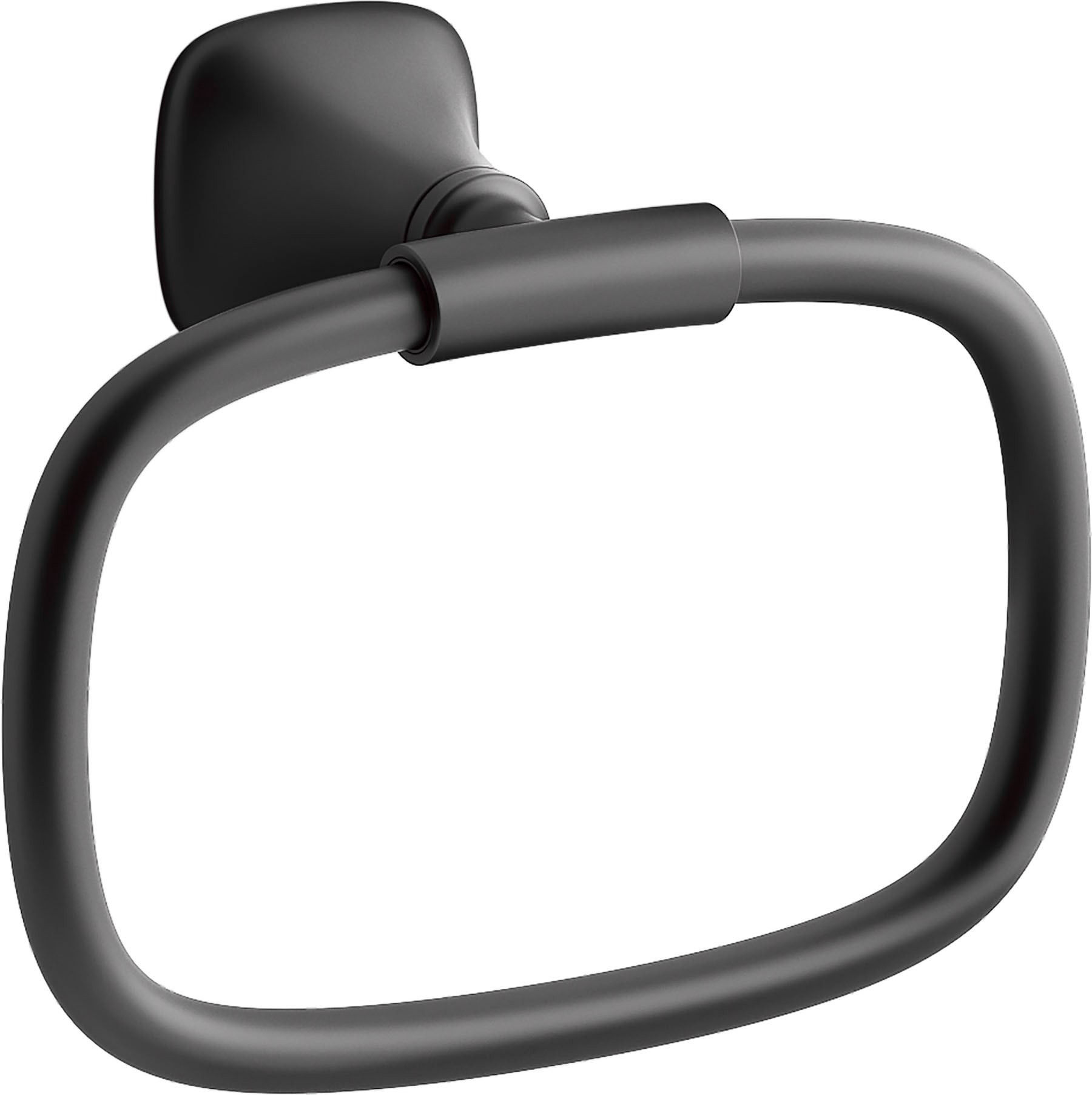 slide 1 of 6, KOHLER Rill Matte Black Wall mount Single Towel Ring, 1 ct