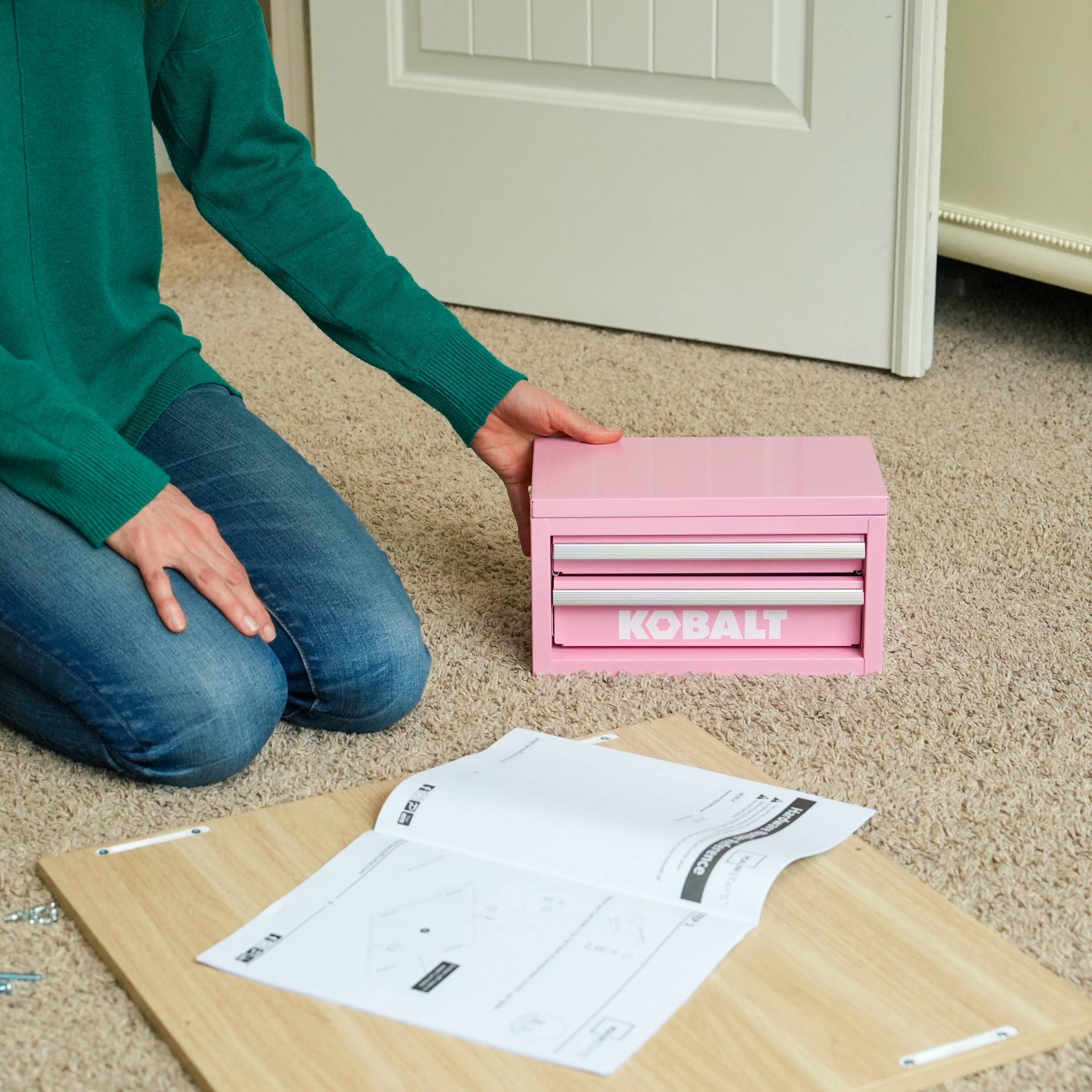 slide 5 of 6, Kobalt Portable Mini Toolbox 10.83-in W x 5.91-in H x 5.91-in D 2 -Drawer Pink Steel Tool Box, 1 ct