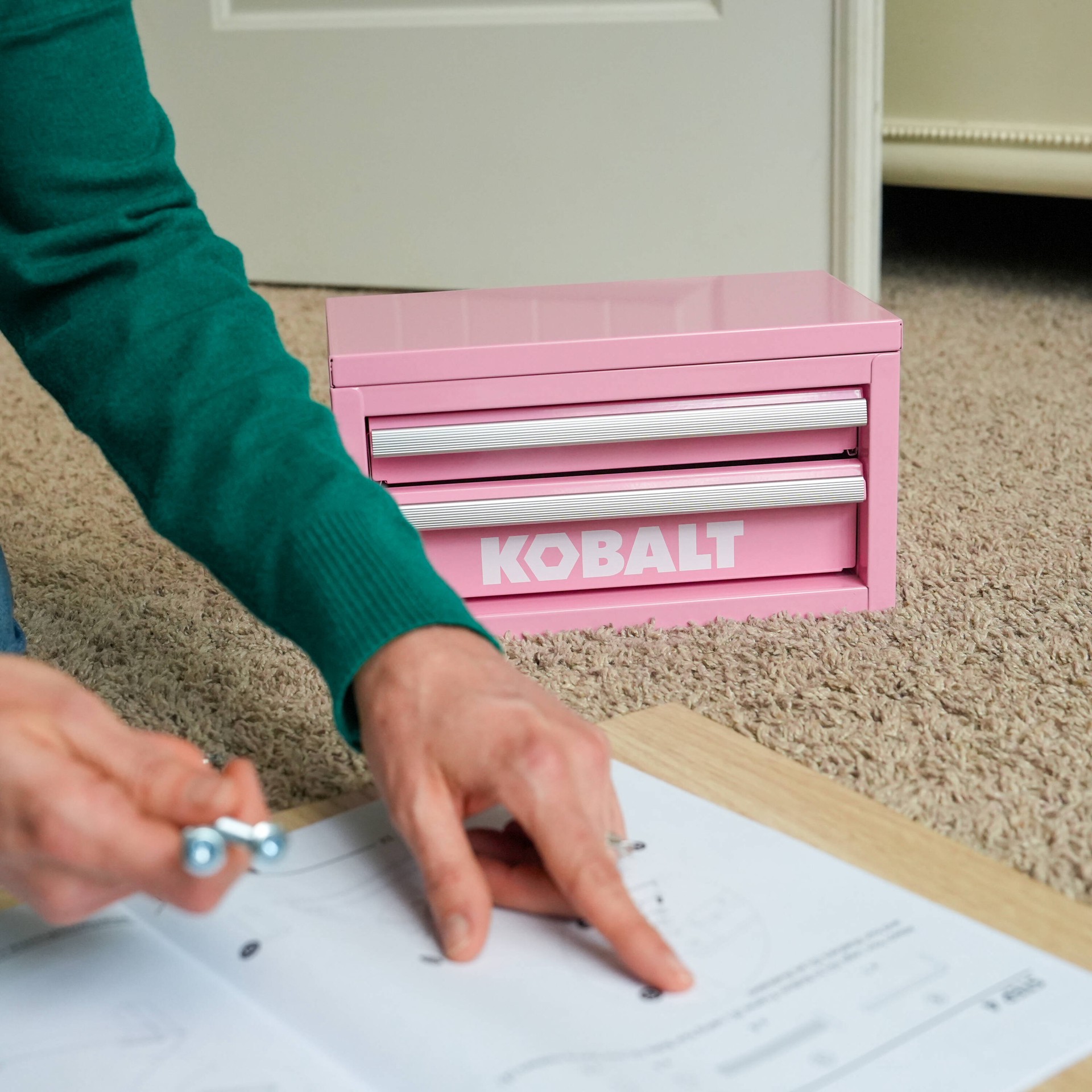 slide 6 of 6, Kobalt Portable Mini Toolbox 10.83-in W x 5.91-in H x 5.91-in D 2 -Drawer Pink Steel Tool Box, 1 ct