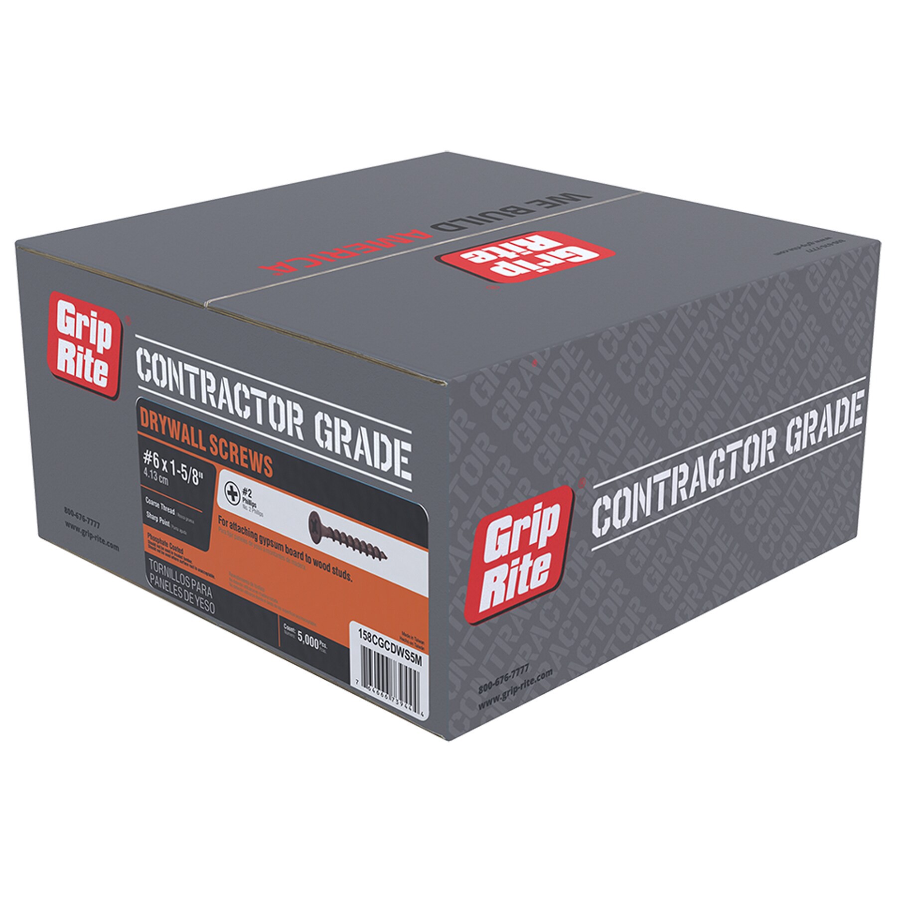 slide 2 of 5, Grip-Rite #6 x 1-5/8-in Bugle Coarse Thread Drywall Screws 22.04-lb ( 5000 -Pack ), 1 ct