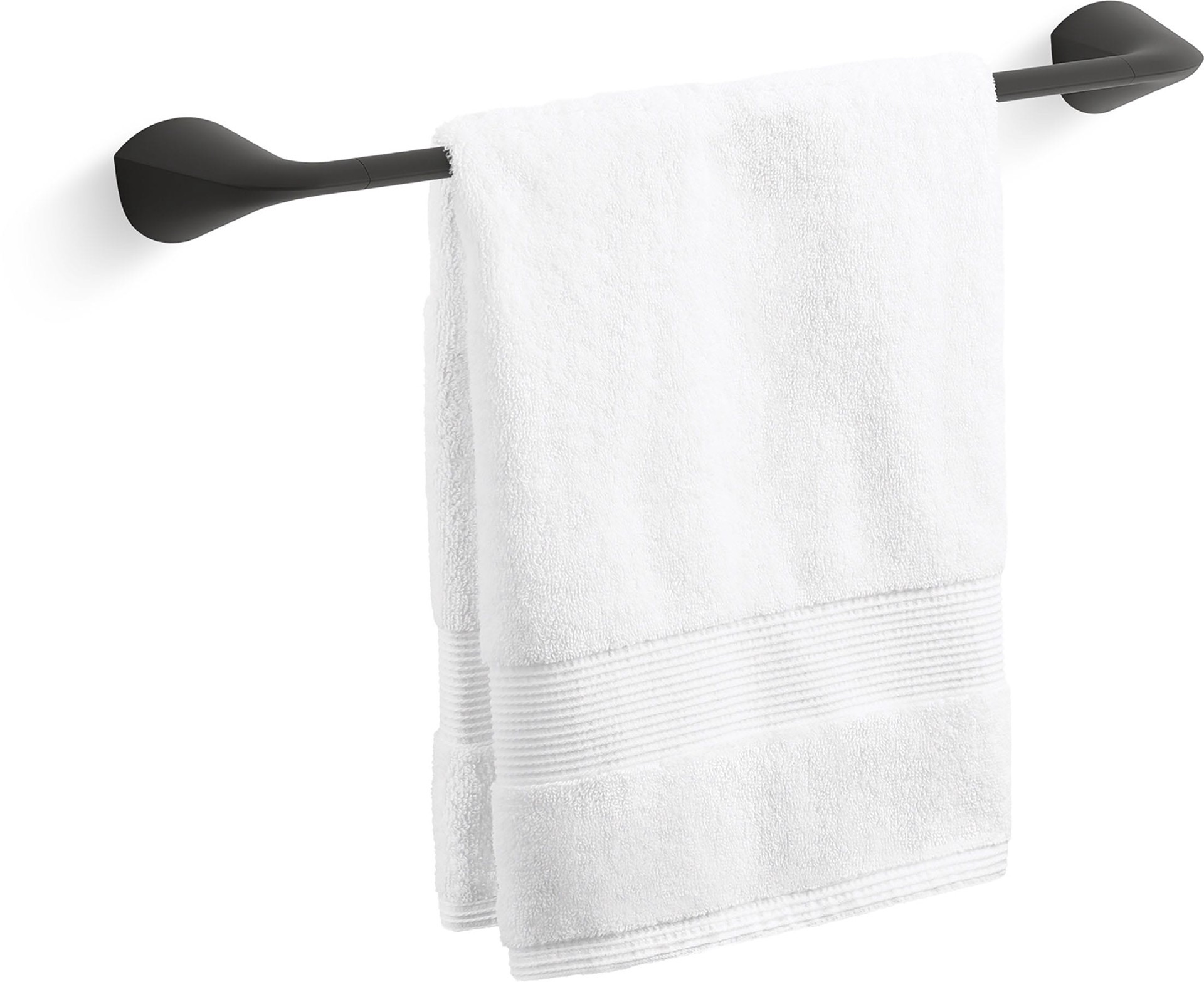 slide 4 of 6, KOHLER 3 -Piece Avail Matte Black Decorative Bathroom Hardware Set Towel Bar, Toilet Paper Holder, Towel Ring Included, 1 ct