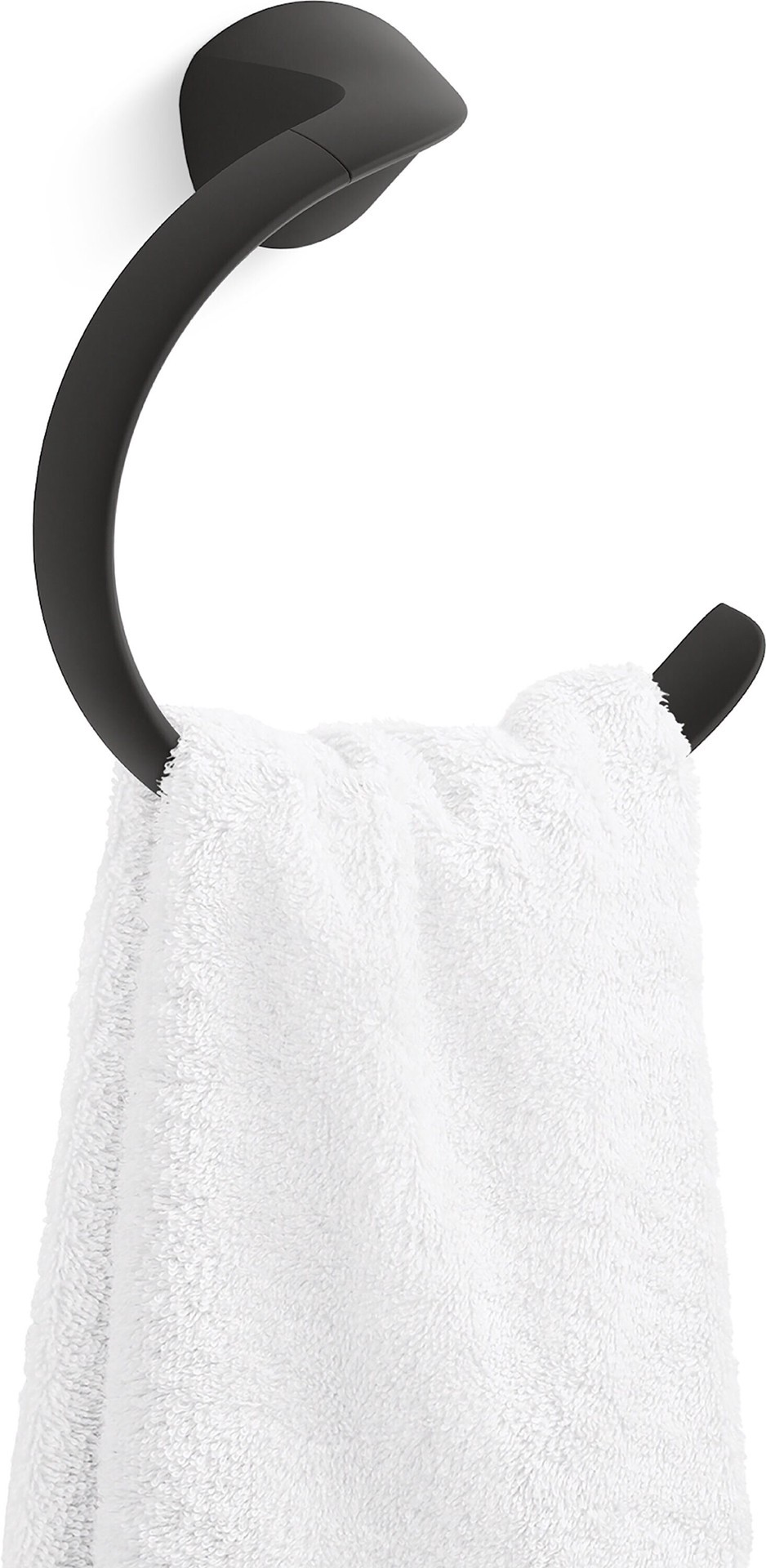 slide 6 of 6, KOHLER 3 -Piece Avail Matte Black Decorative Bathroom Hardware Set Towel Bar, Toilet Paper Holder, Towel Ring Included, 1 ct