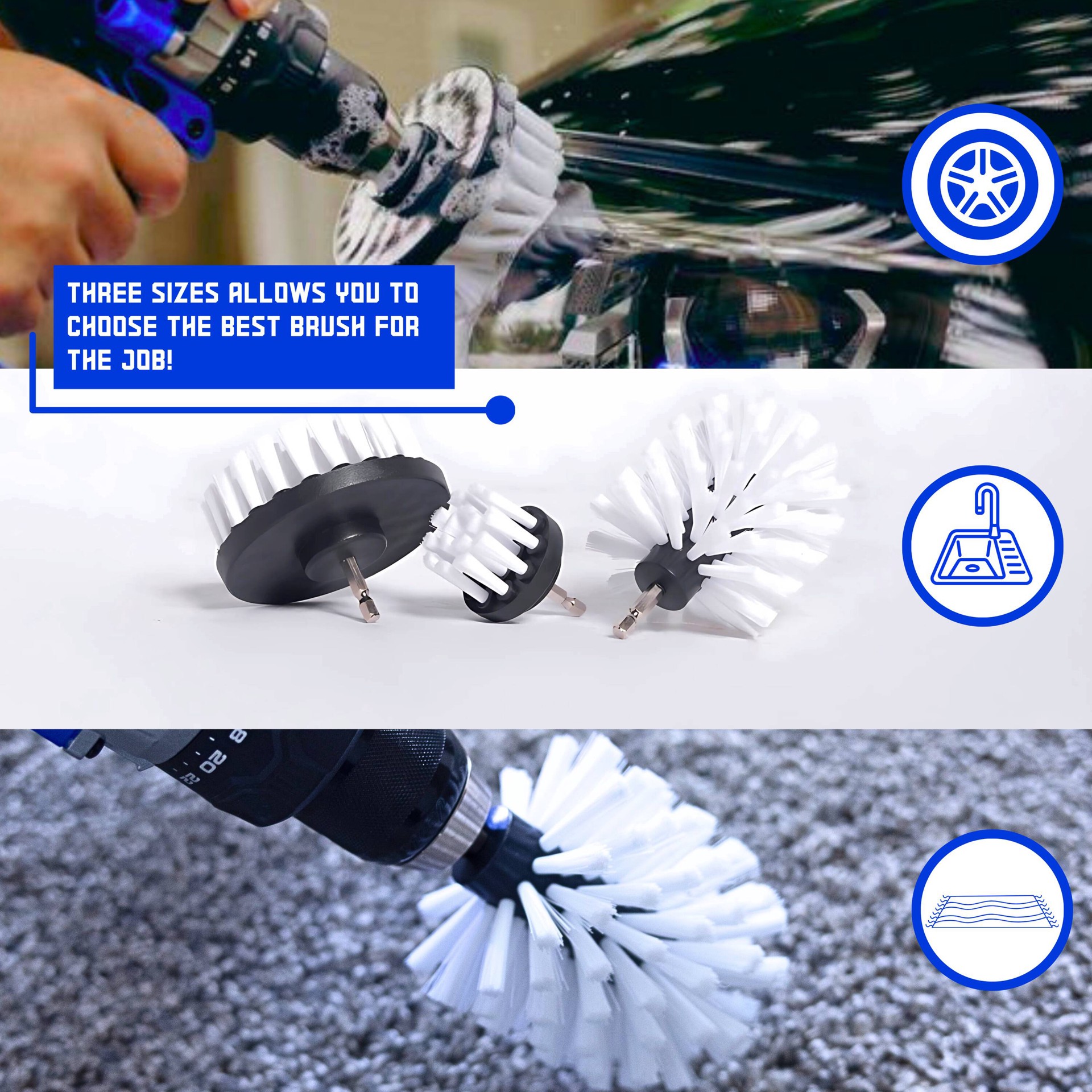 slide 5 of 6, Diamond Shine Soft Drill Brush 3 -Pack Cleaning kit attachment, 1 ct