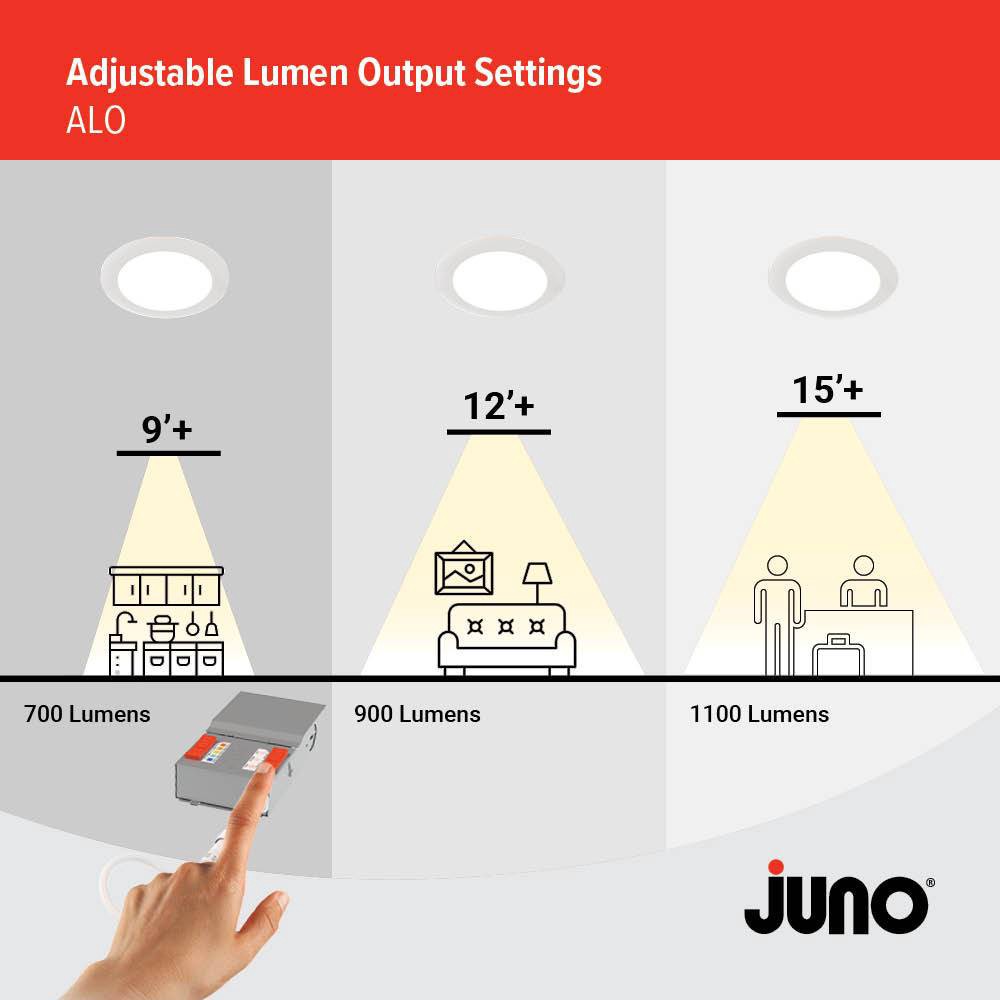 slide 4 of 6, Juno 6 Pack Contractor Select WF4 Matte White 4-in 1100 -Lumens Switchable Round Dimmable LED Canless Wet rated Recessed Downlight 6 -Pack, 1 ct