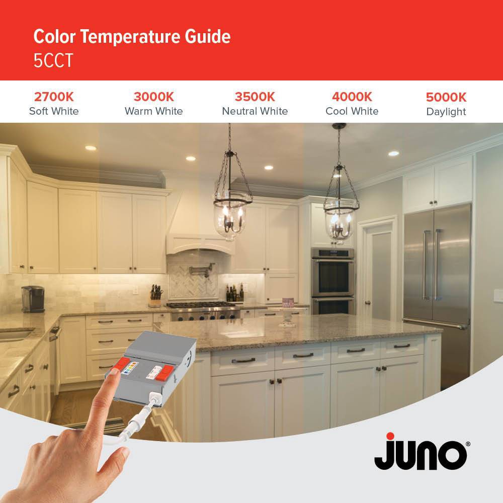 slide 5 of 6, Juno 6 Pack Contractor Select WF4 Matte White 4-in 1100 -Lumens Switchable Round Dimmable LED Canless Wet rated Recessed Downlight 6 -Pack, 1 ct