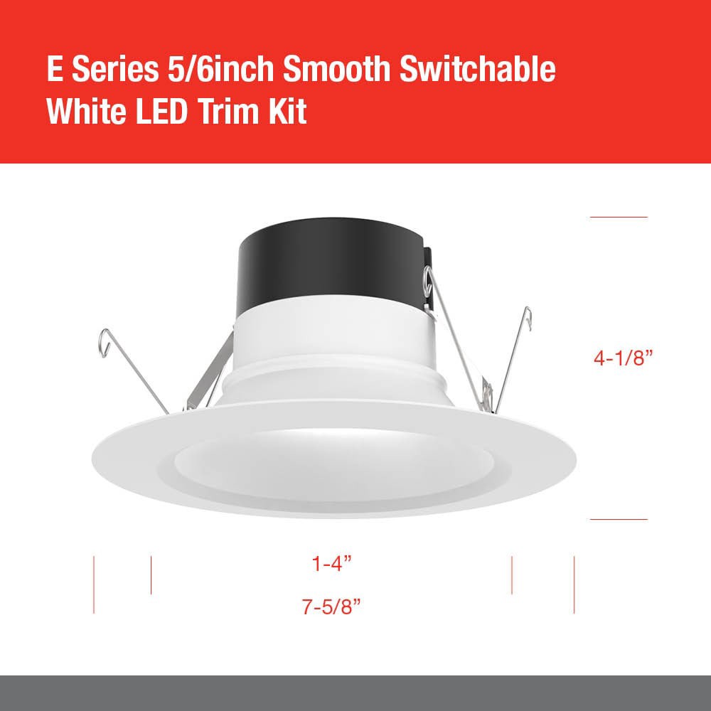 slide 4 of 6, Juno 6 Pack Contractor Select Retrofit Matte 5-in or 6-in 1200 -Lumens Switchable Round Dimmable LED Wet rated Recessed Downlight 6 -Pack, 1 ct