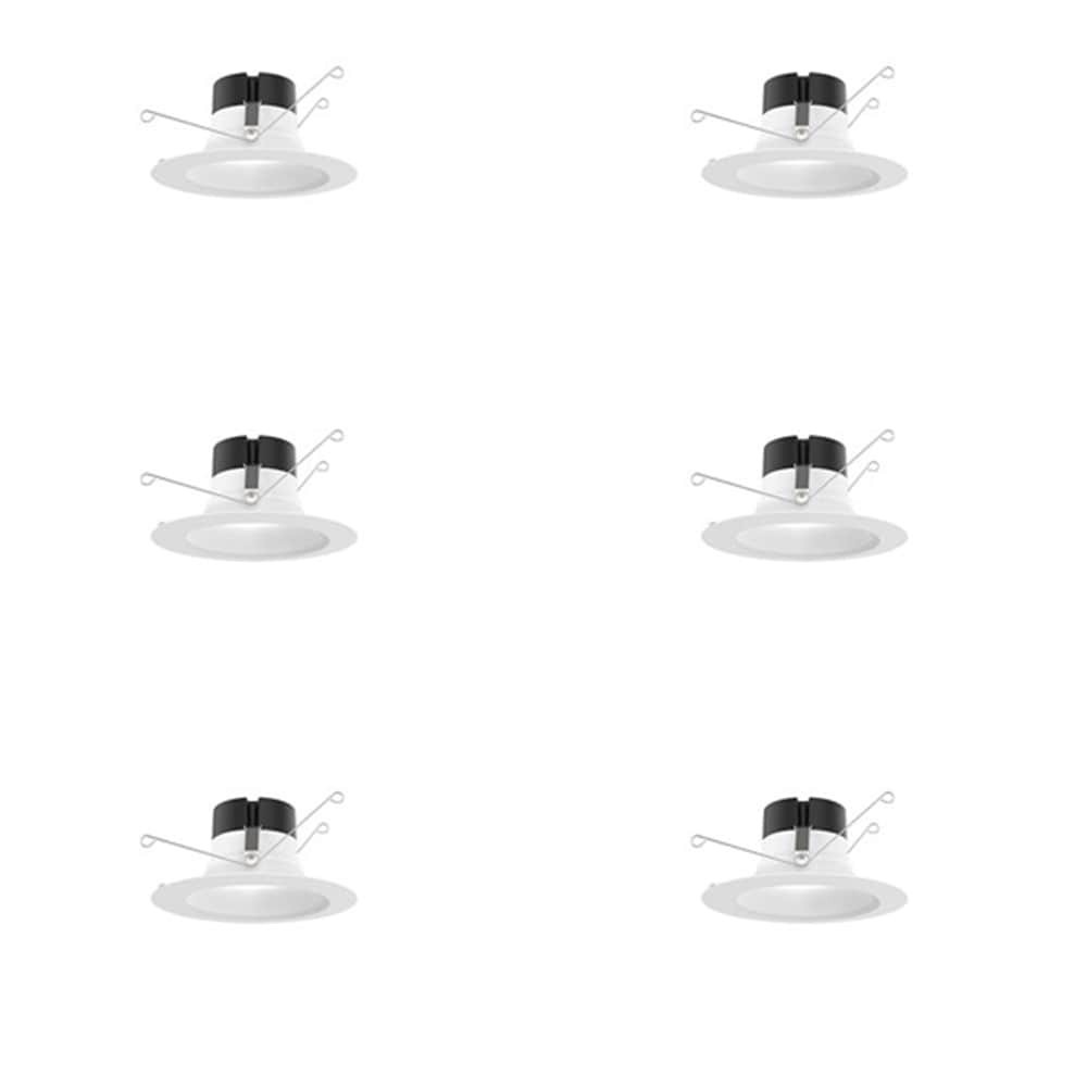 slide 1 of 6, Juno 6 Pack Contractor Select Retrofit Matte 5-in or 6-in 1200 -Lumens Switchable Round Dimmable LED Wet rated Recessed Downlight 6 -Pack, 1 ct