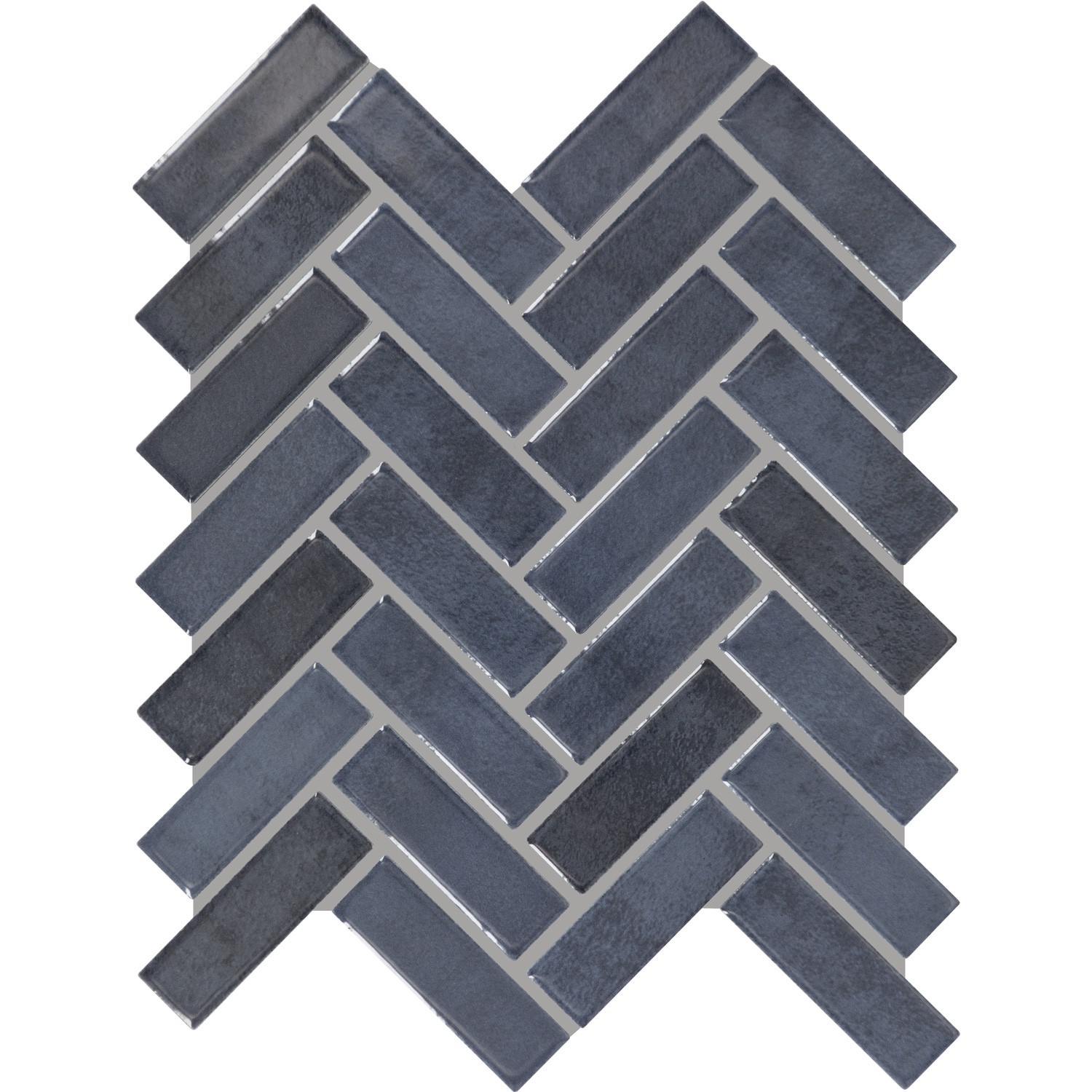 slide 1 of 6, STAINMASTER Zellige-style Blue 9-in x 12-in Glossy Ceramic Herringbone Mosaic Wall Tile ( 0.6-sq ft Piece ), 1 ct