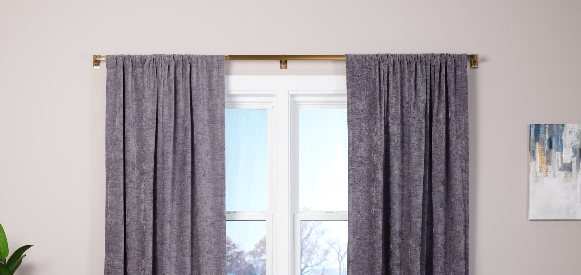 slide 5 of 6, Origin 21 72-in to 144-in Brushed Gold Iron Corner with Finials, 1 ct