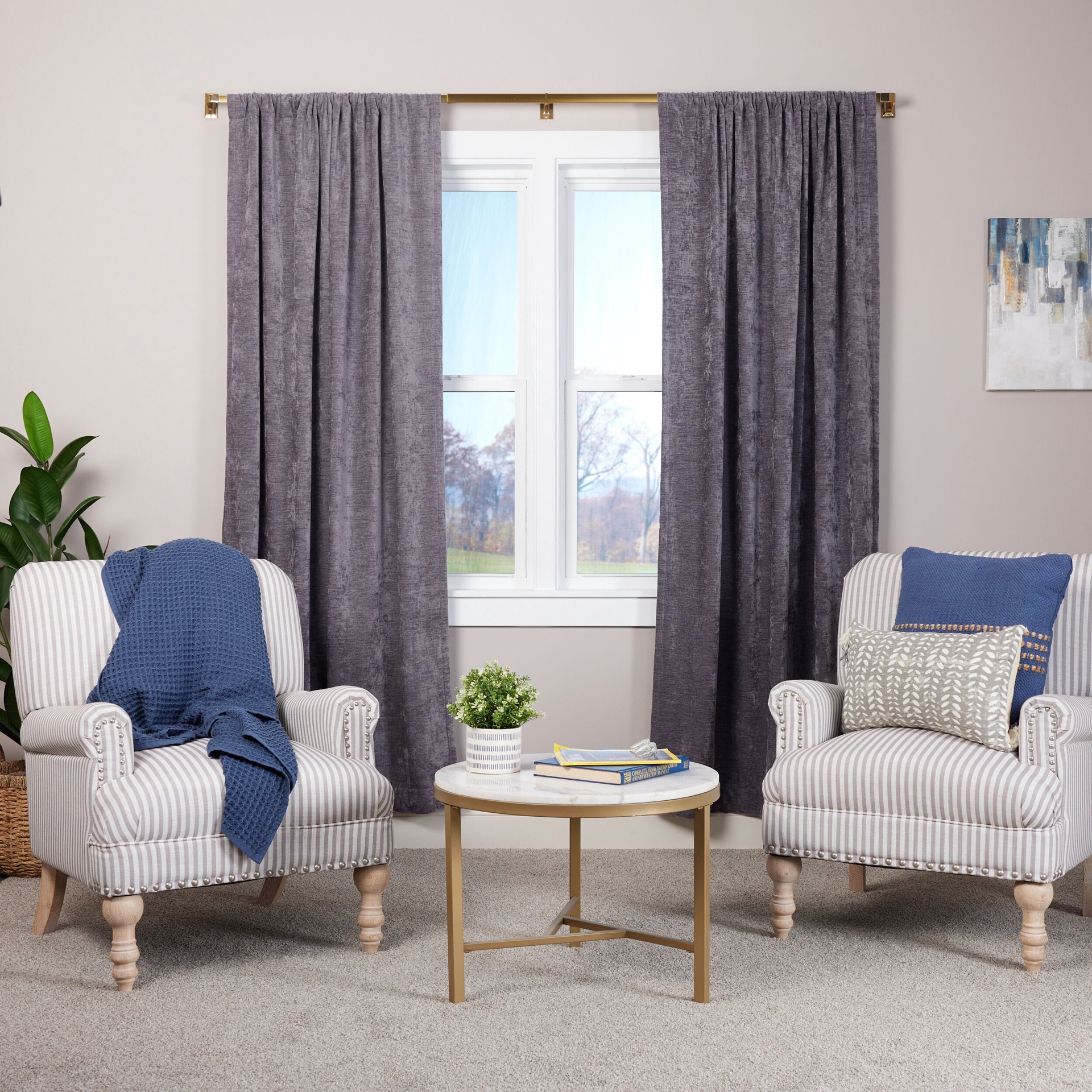 slide 6 of 6, Origin 21 72-in to 144-in Brushed Gold Iron Corner with Finials, 1 ct