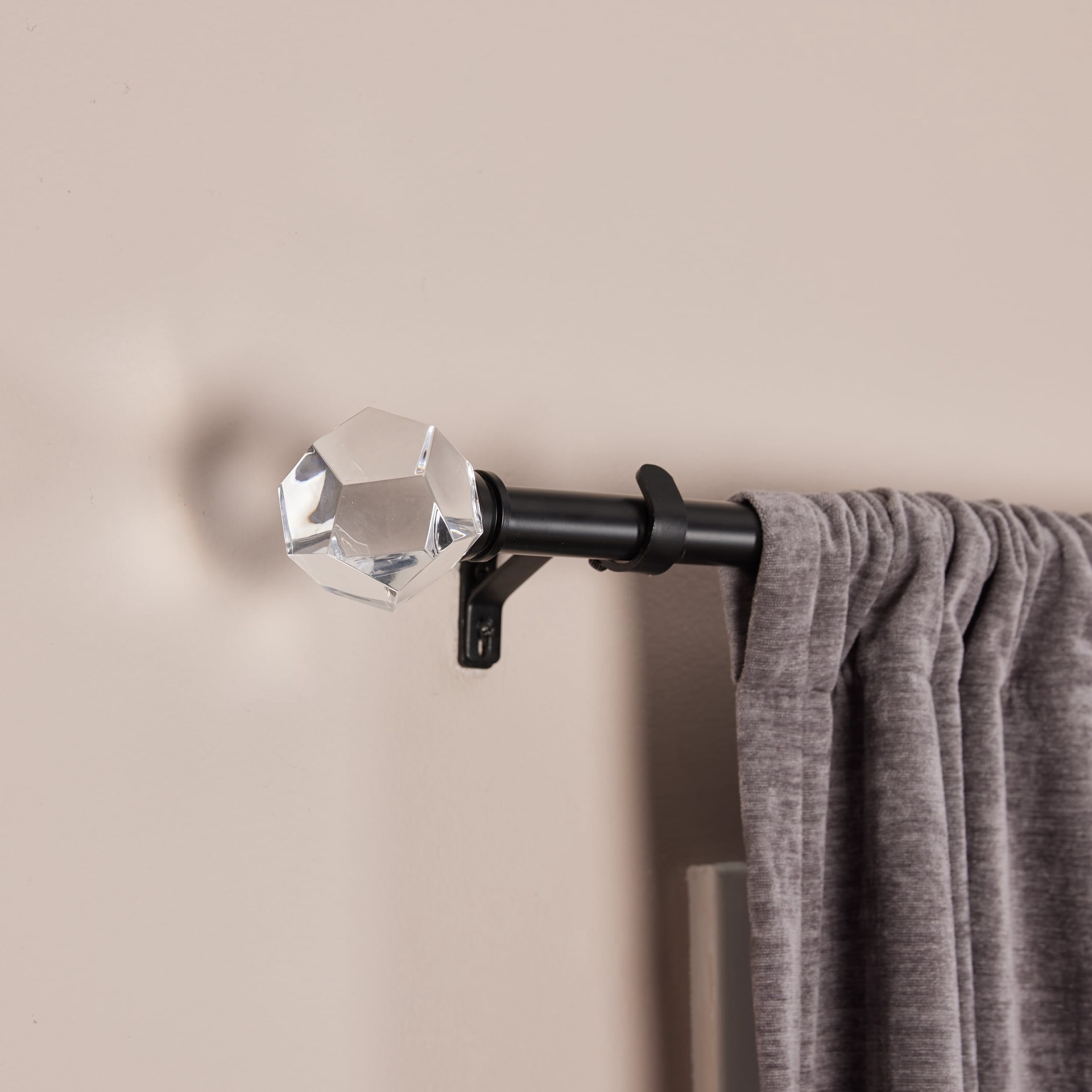 slide 4 of 6, Origin 21 36-in to 72-in Matte Black Iron Single Curtain Rod with Finials, 1 ct