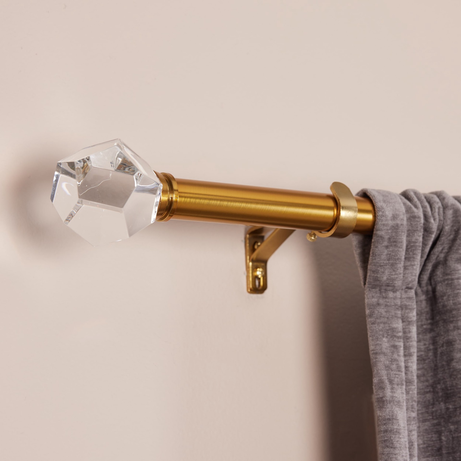 slide 2 of 6, Origin 21 72-in to 144-in Brushed Gold Iron Single Curtain Rod with Finials, 1 ct