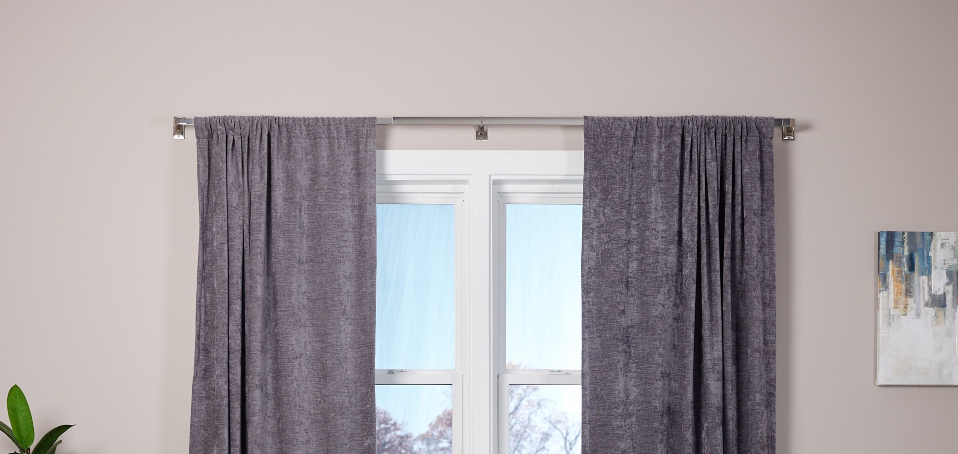 slide 5 of 6, Origin 21 72-in to 144-in Brushed Nickel Iron Corner with Finials, 1 ct