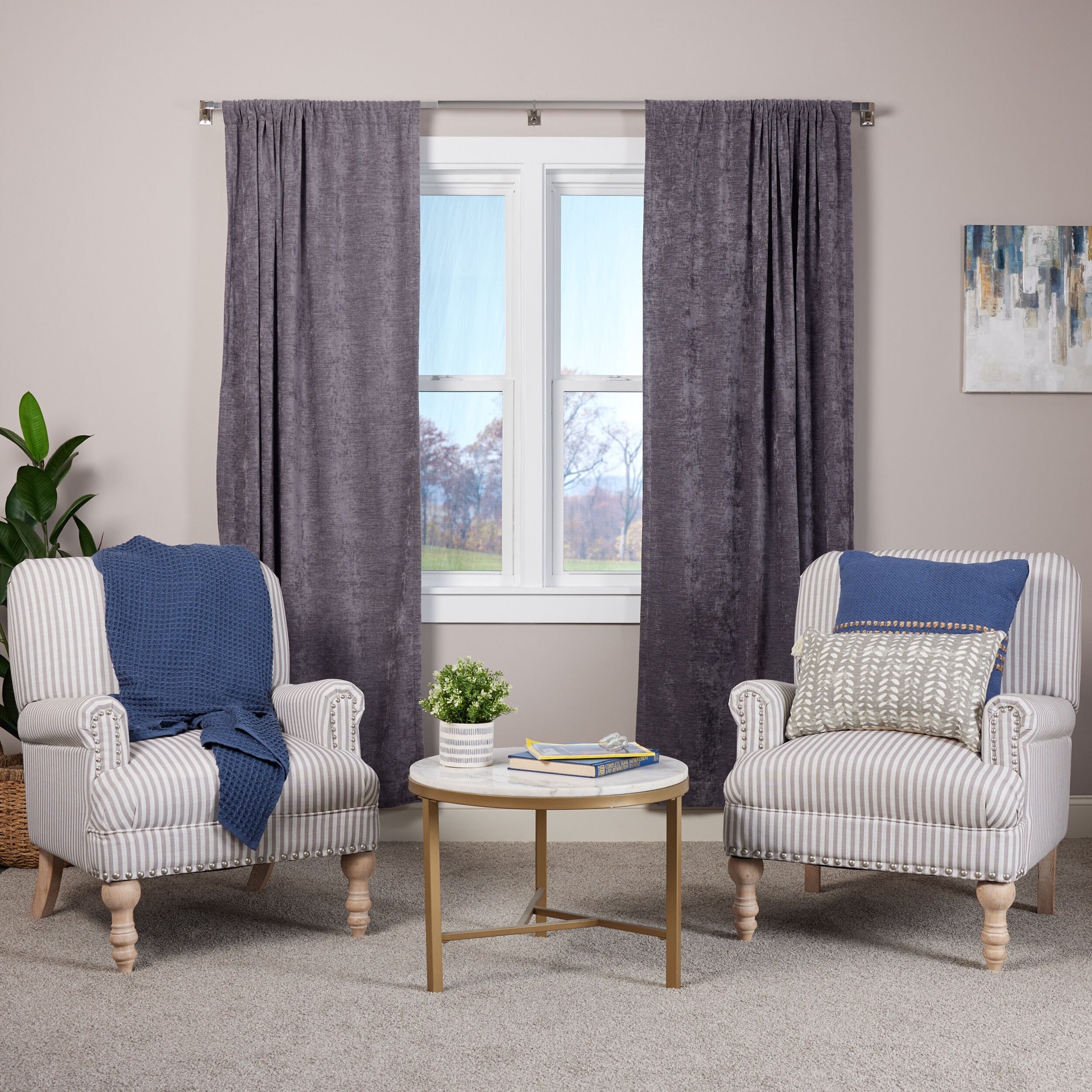 slide 6 of 6, Origin 21 72-in to 144-in Brushed Nickel Iron Corner with Finials, 1 ct