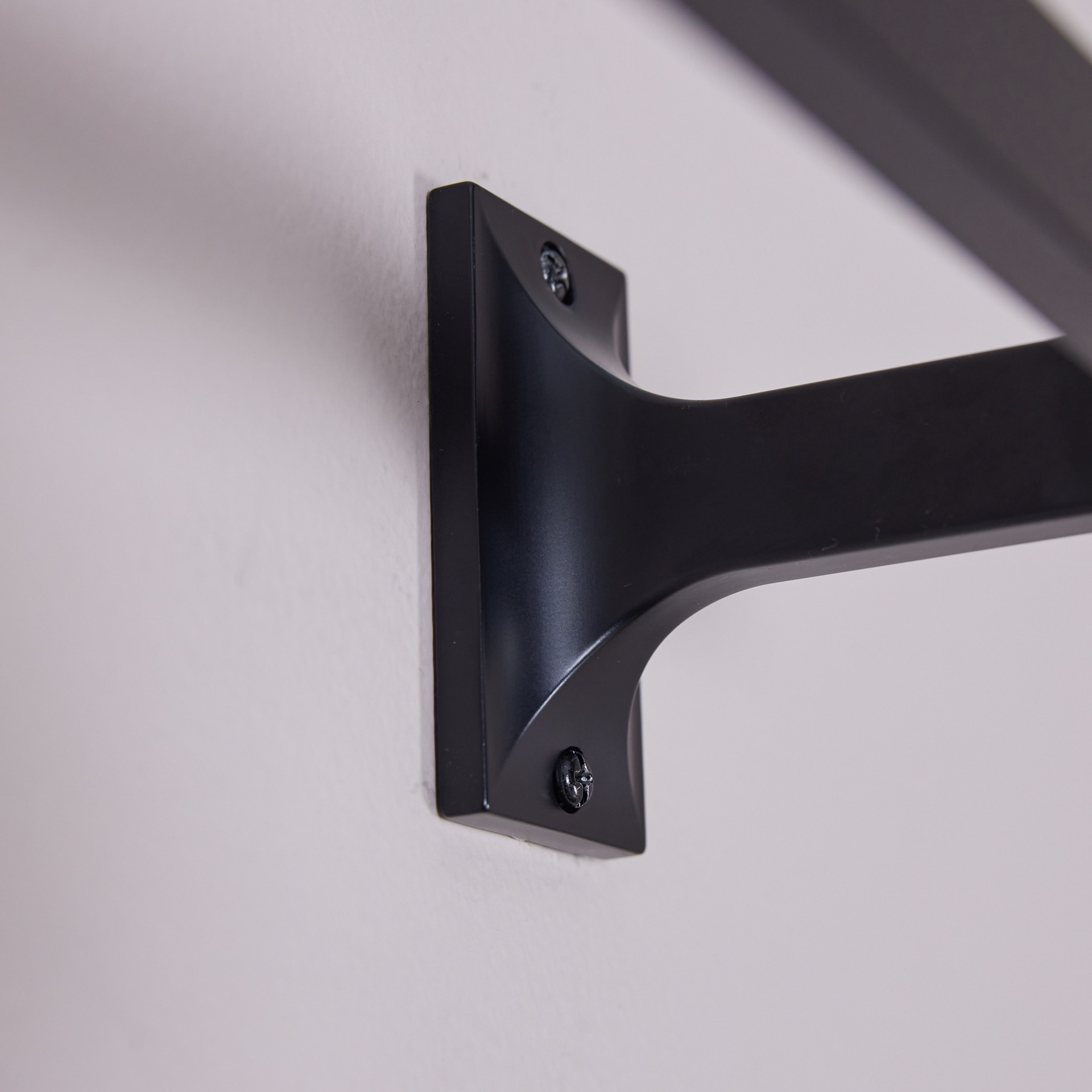 slide 3 of 6, Origin 21 36-in to 72-in Matte Black Iron Corner with Finials, 1 ct