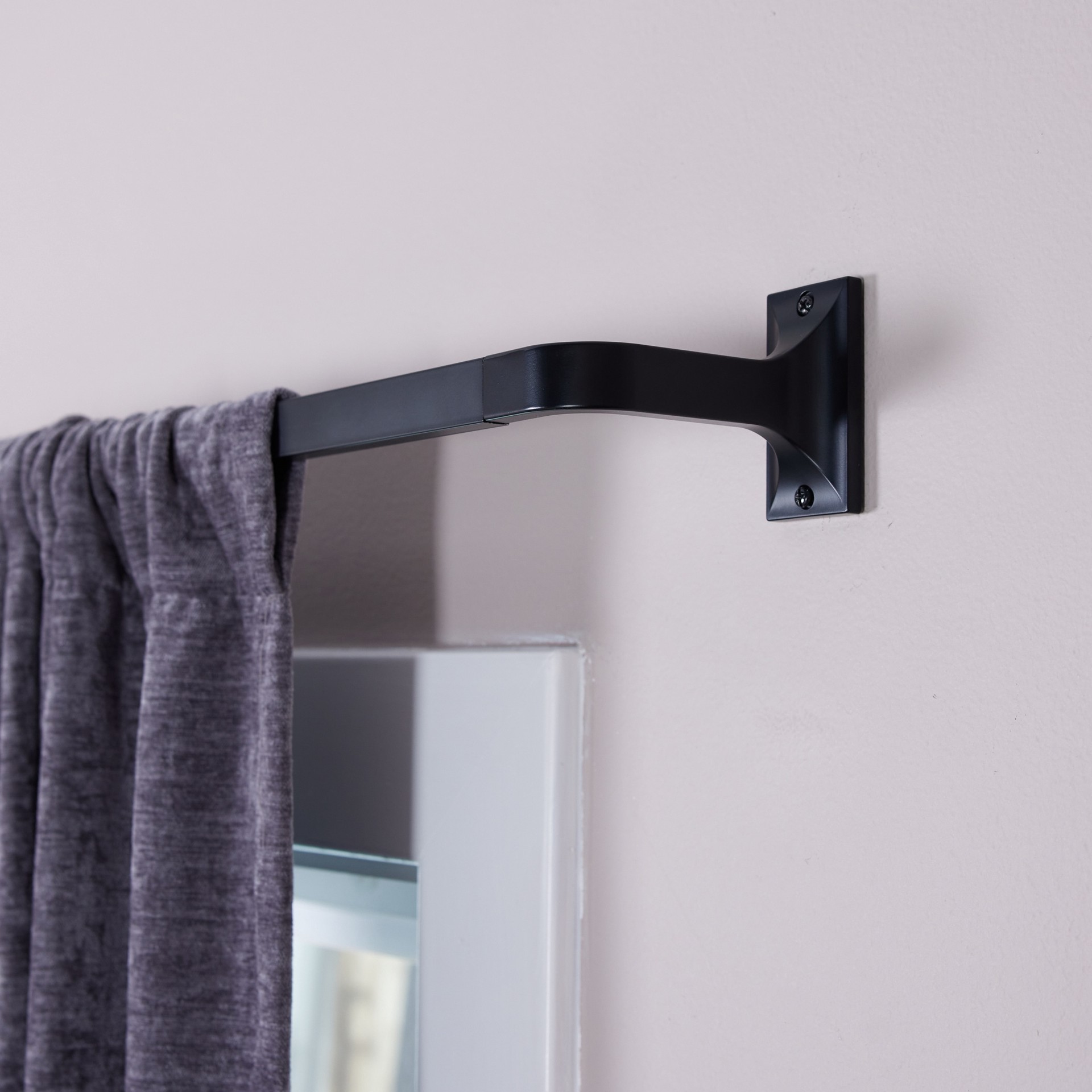 slide 4 of 6, Origin 21 36-in to 72-in Matte Black Iron Corner with Finials, 1 ct