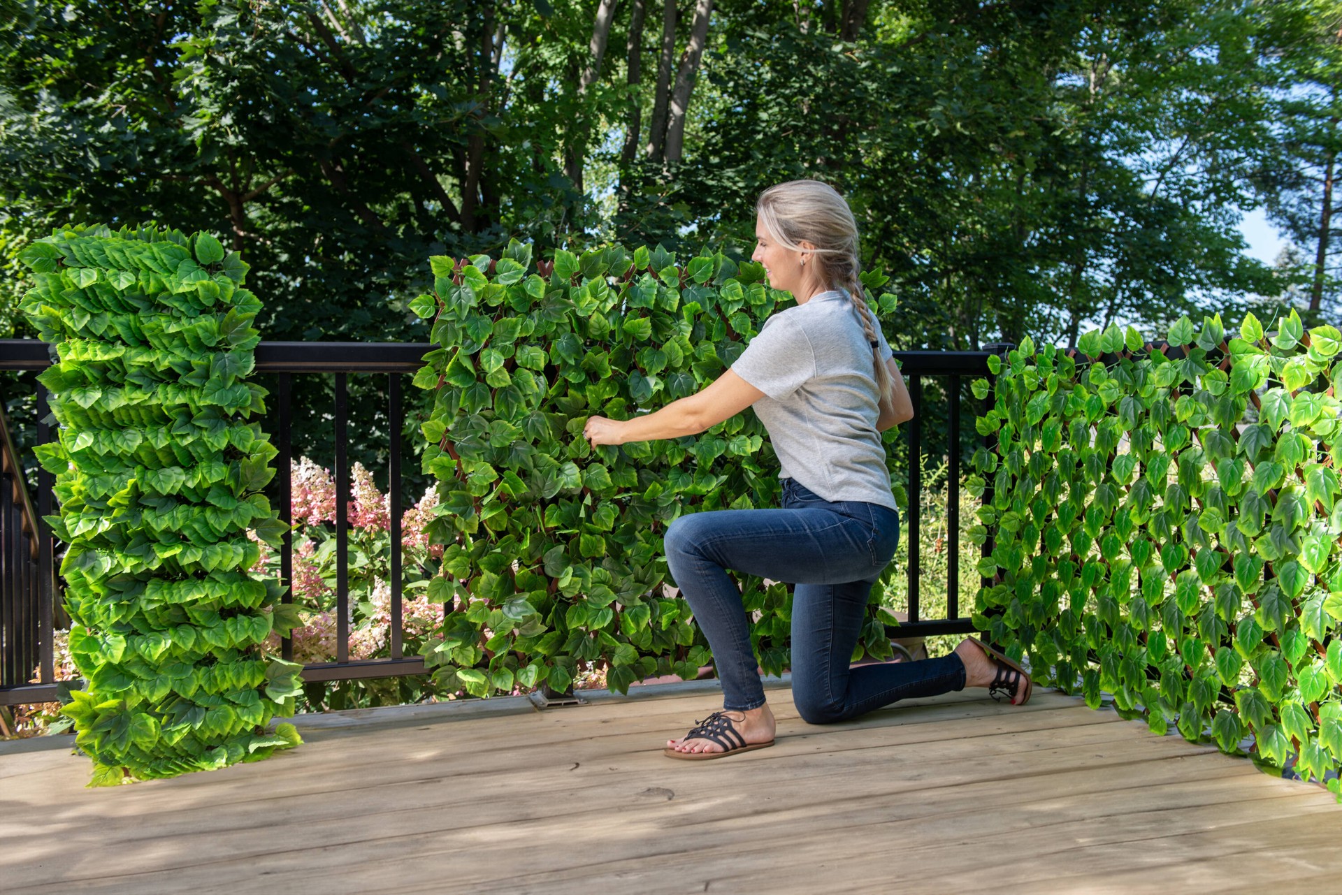 slide 6 of 6, naturae decor Expandable Privacy 72-in W x 36-in H Artificial Wild Mint Leaf Leaf Garden Trellis, 1 ct