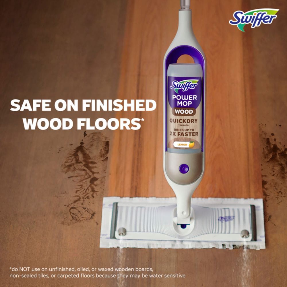 slide 5 of 6, Swiffer Power Mop WOOD Double Nozzle 25.4-fl oz Spray Mop, 1 ct